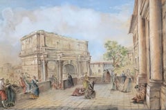 Lively square by François Kieserman - Watercolor