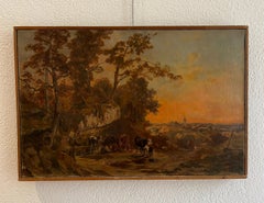 Pastoral scène at dusk