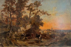 Pastoral scène at dusk