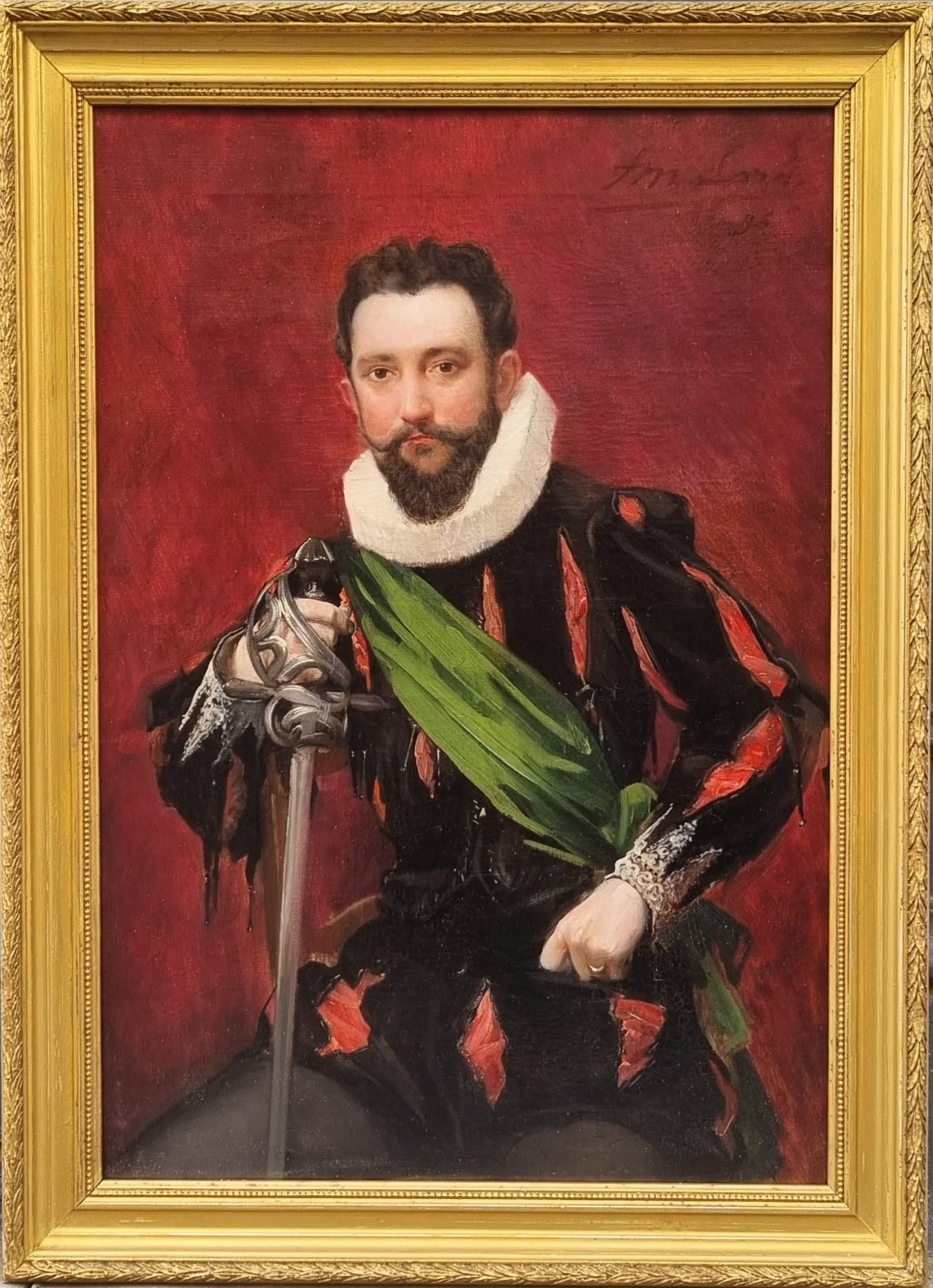 Quadro realista Ritratto attore francese Comedie Française LARD XIX - Painting di François Maurice LARD