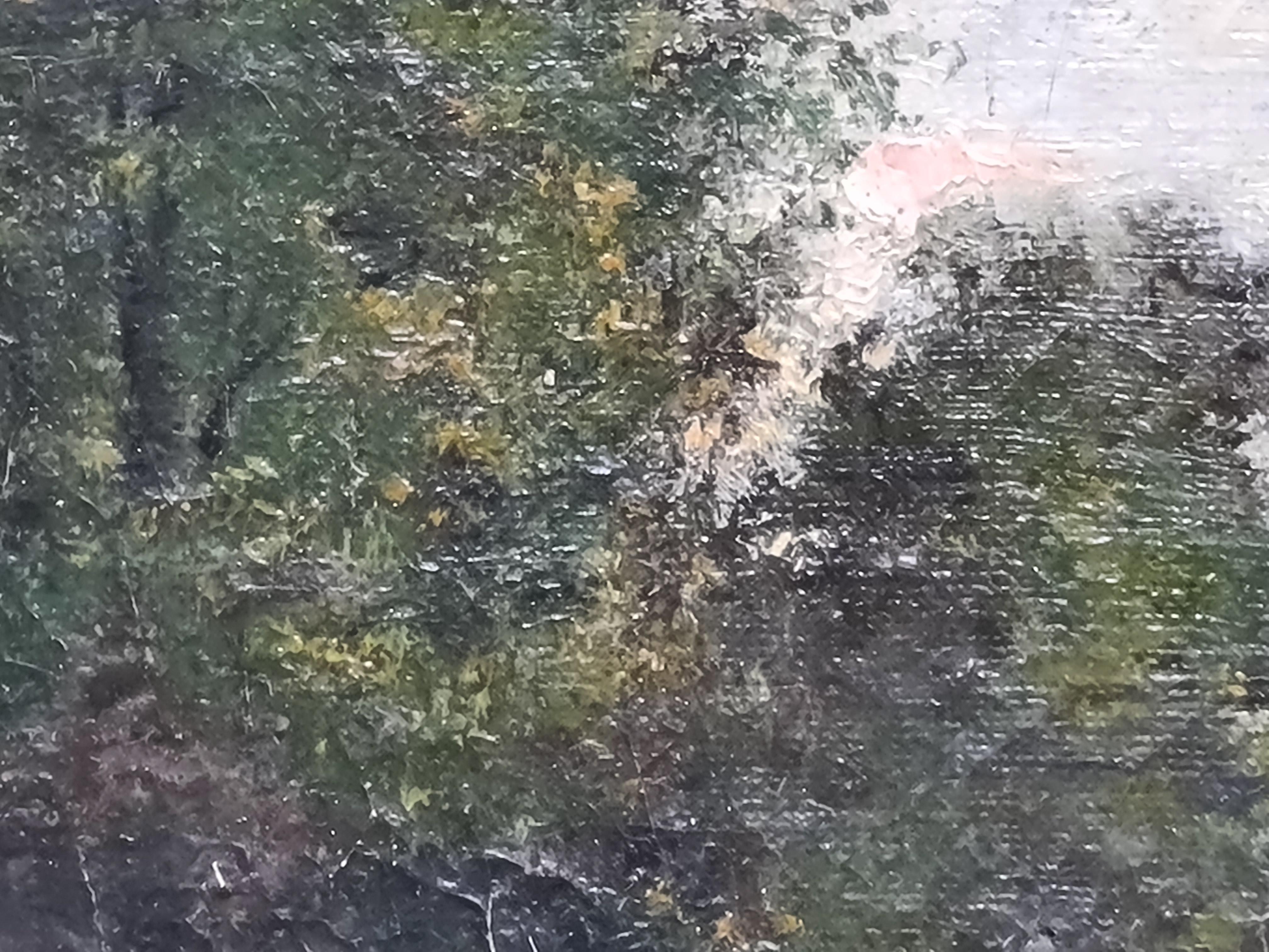 Barbizon-Schule, Französische Flusslandschaft, Öl auf Leinwand, Die Seine im Angebot 5