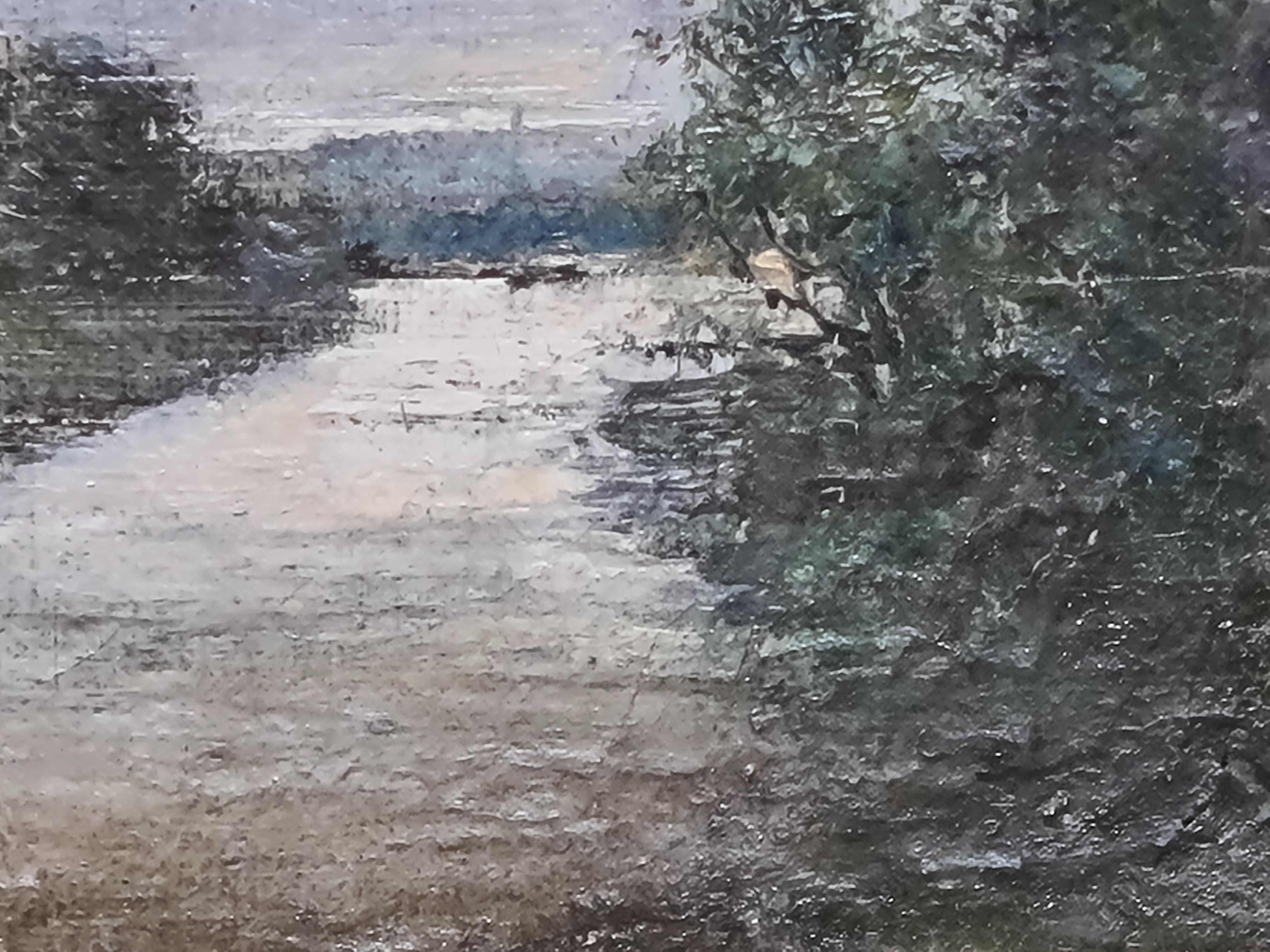 Barbizon-Schule, Französische Flusslandschaft, Öl auf Leinwand, Die Seine im Angebot 3