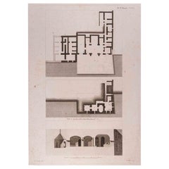 Plan intérieur - Gravure originale de François Mazoit - 19e siècle