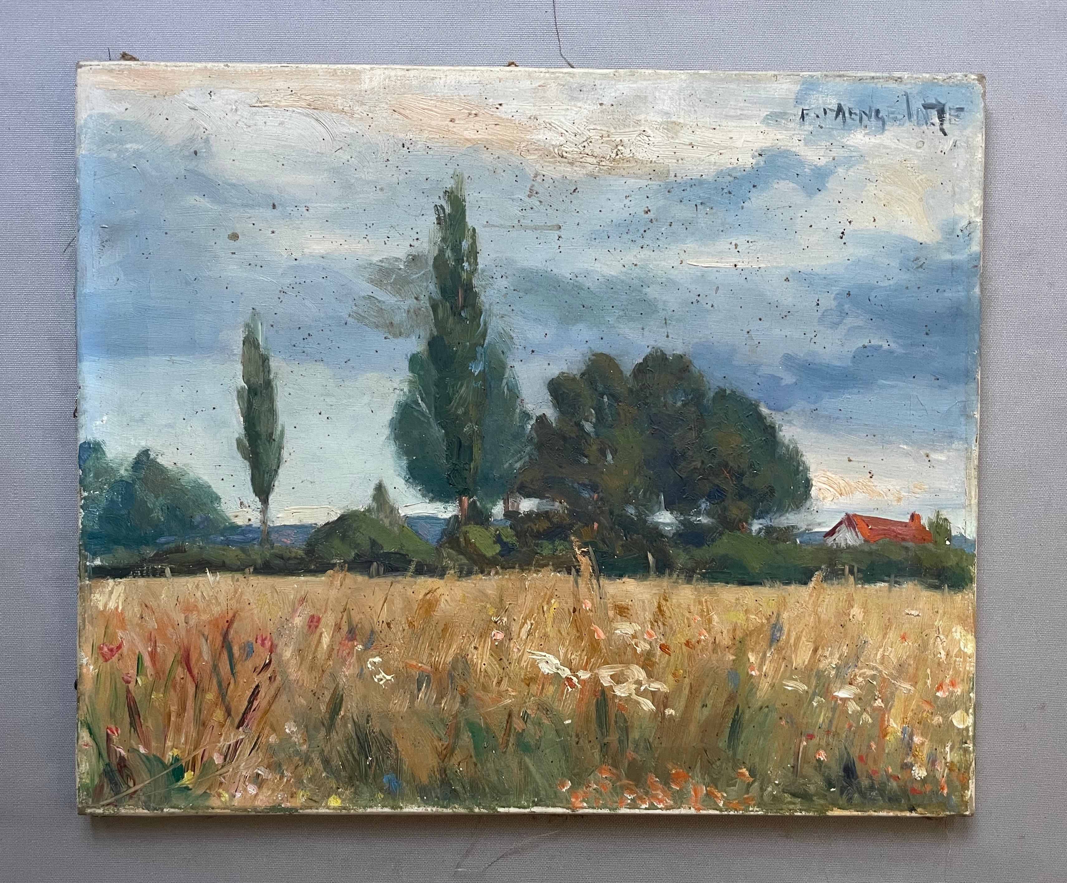 François Mengelatte, Paisaje campestre, Óleo sobre lienzo 1