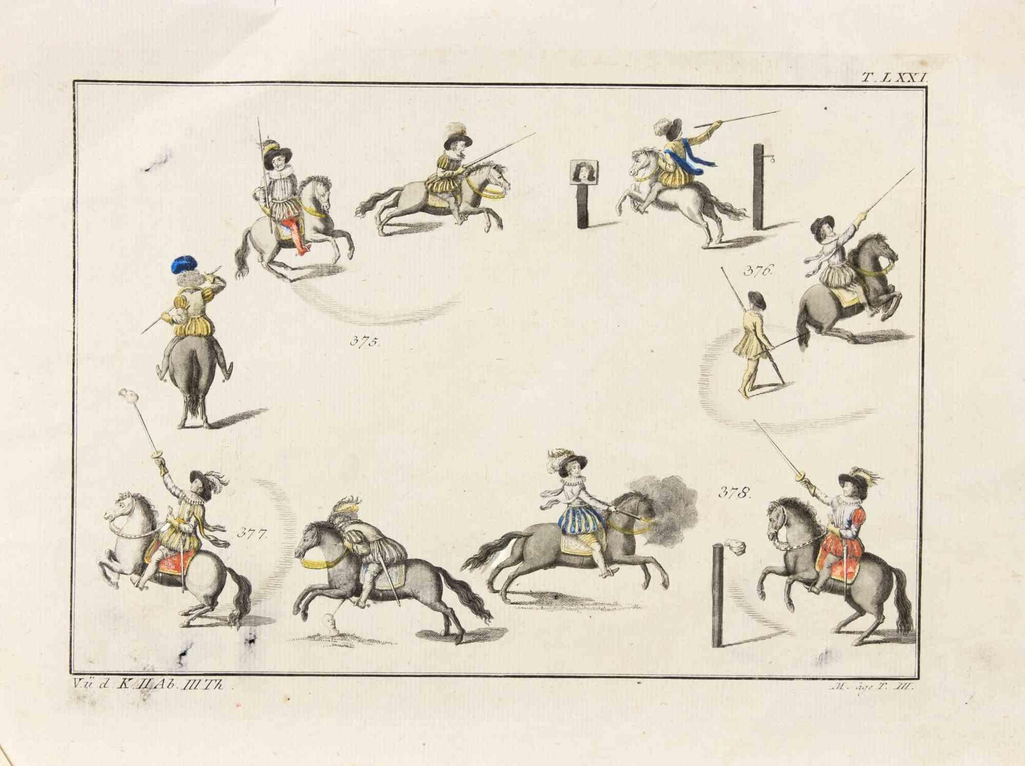 Rider Performing Carousel...-Etching by Franéois Robichon de la Guérinière-1810