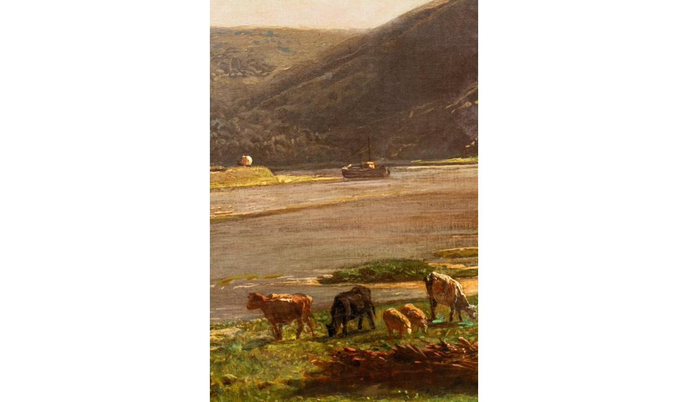 On the banks of the Meuse near Waulsort by François Roffiaen (1820-1898)  For Sale 11