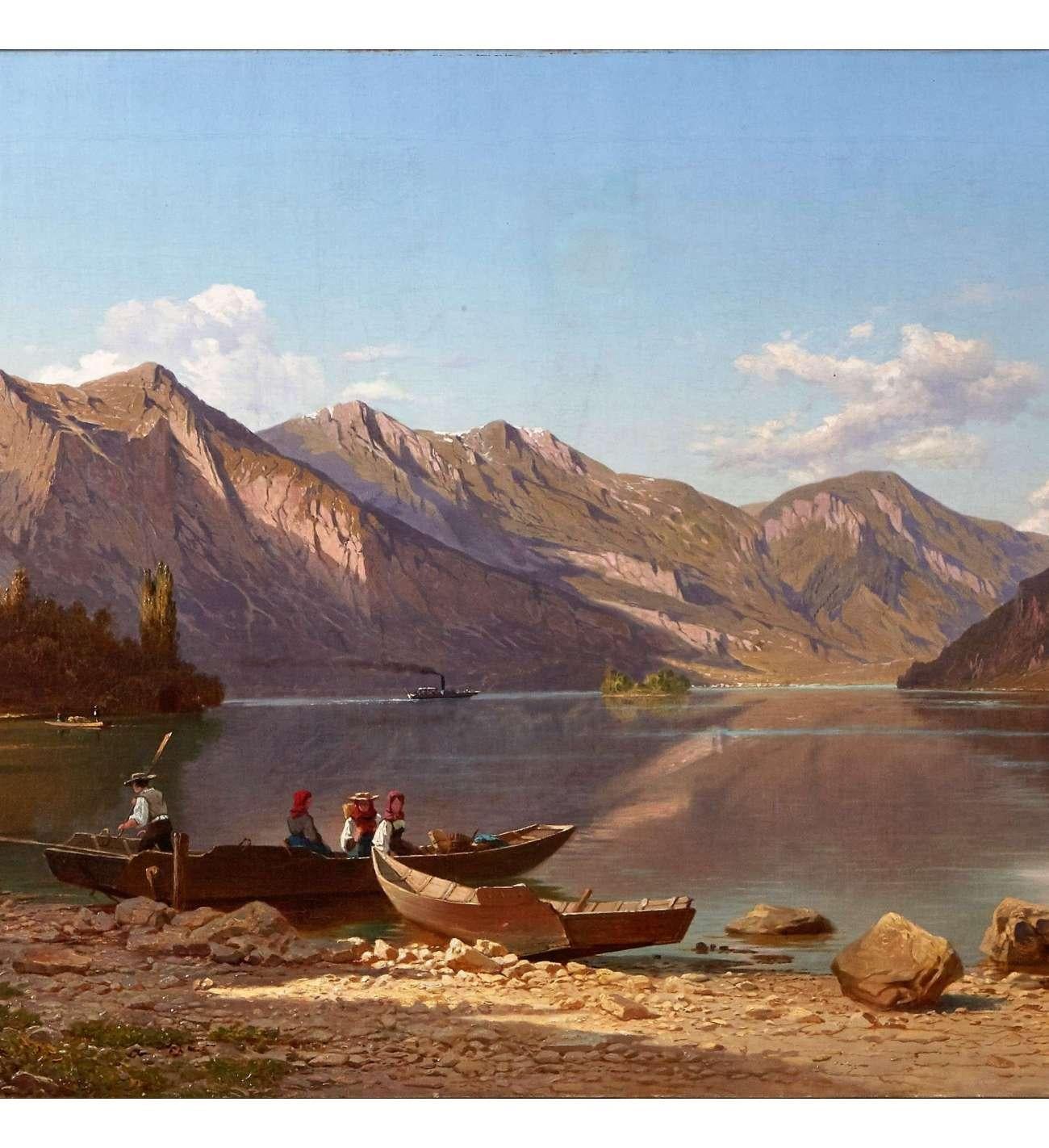 Roffiaen François (1820-1898), Huile sur toile, Lac alpin