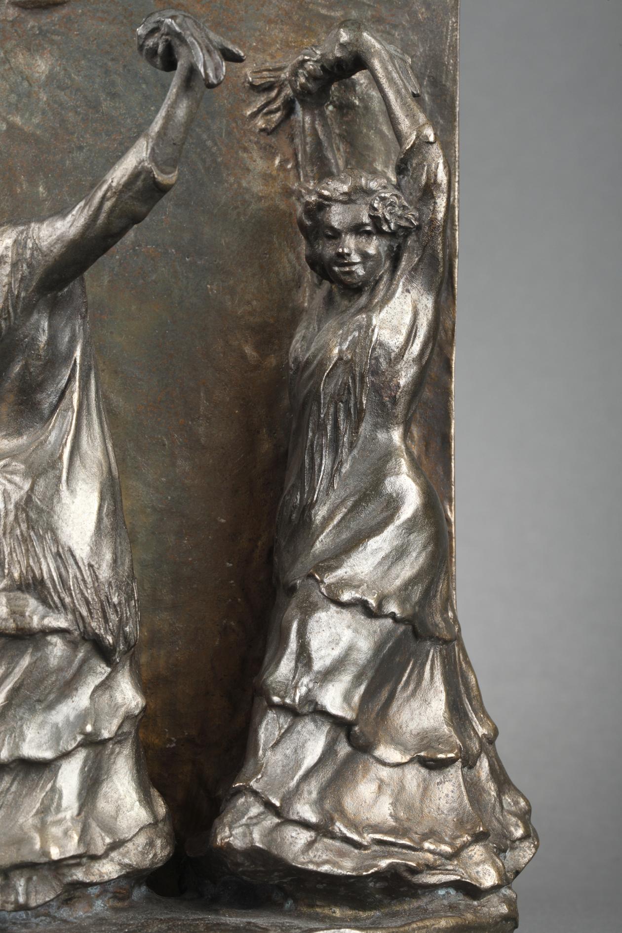 La Posada - Gold Figurative Sculpture by François-Rupert Carabin
