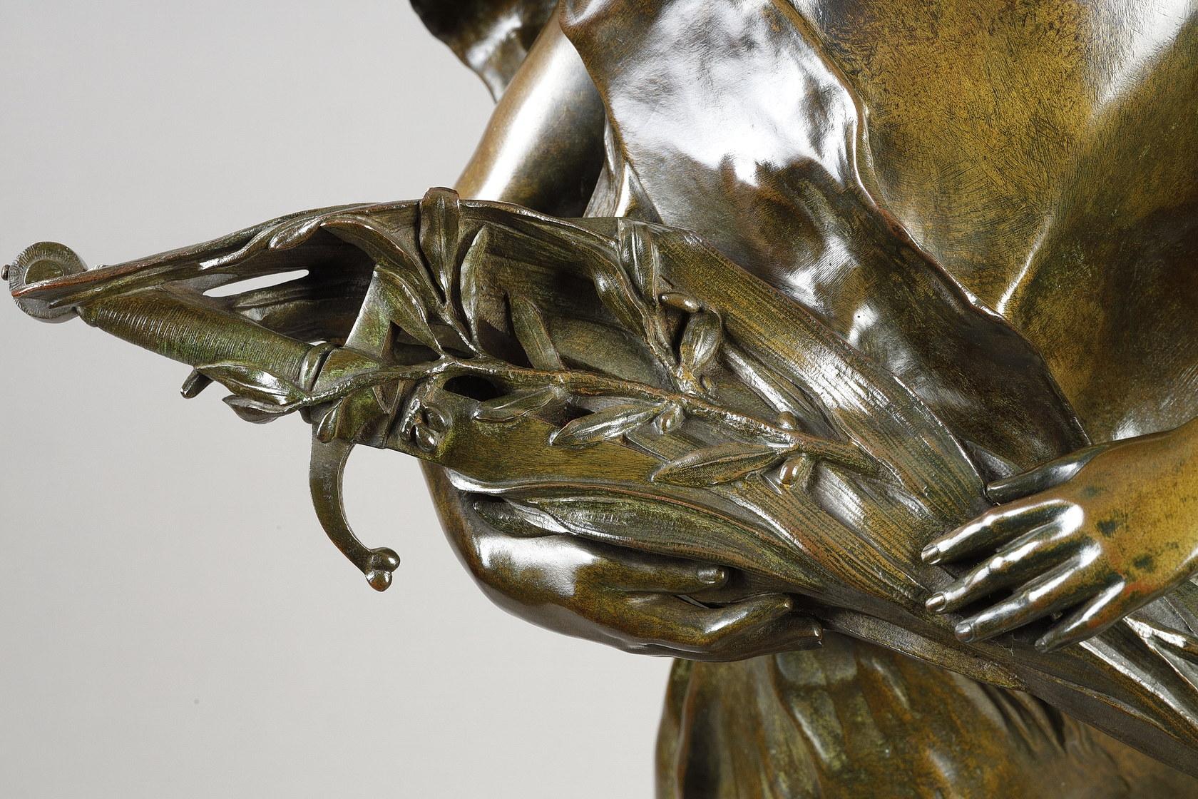 Winged Victory - Gold Figurative Sculpture by François Sicard