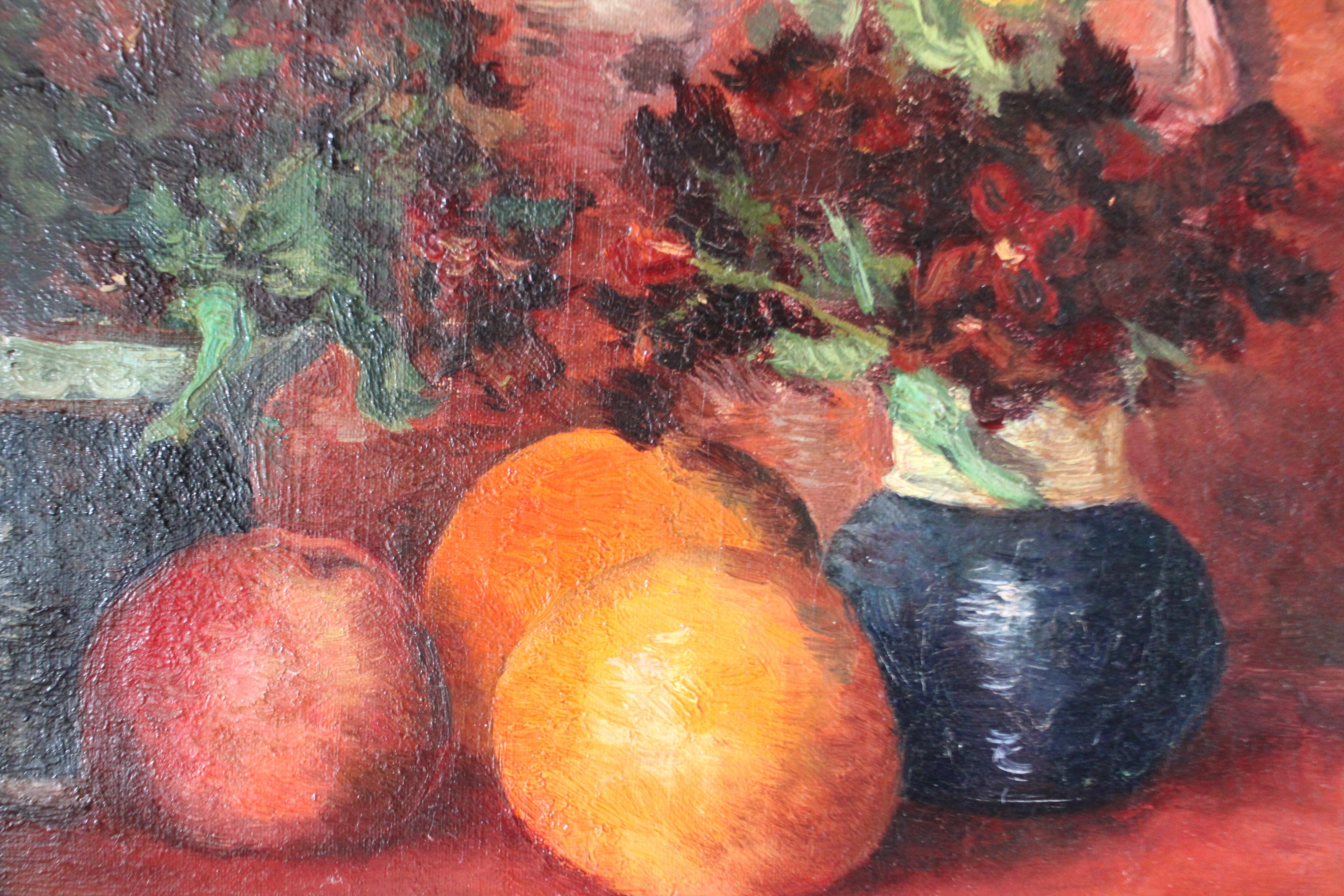 Antique Fruit still life original oil painting in gold frame 1800's kitchen deco 5
