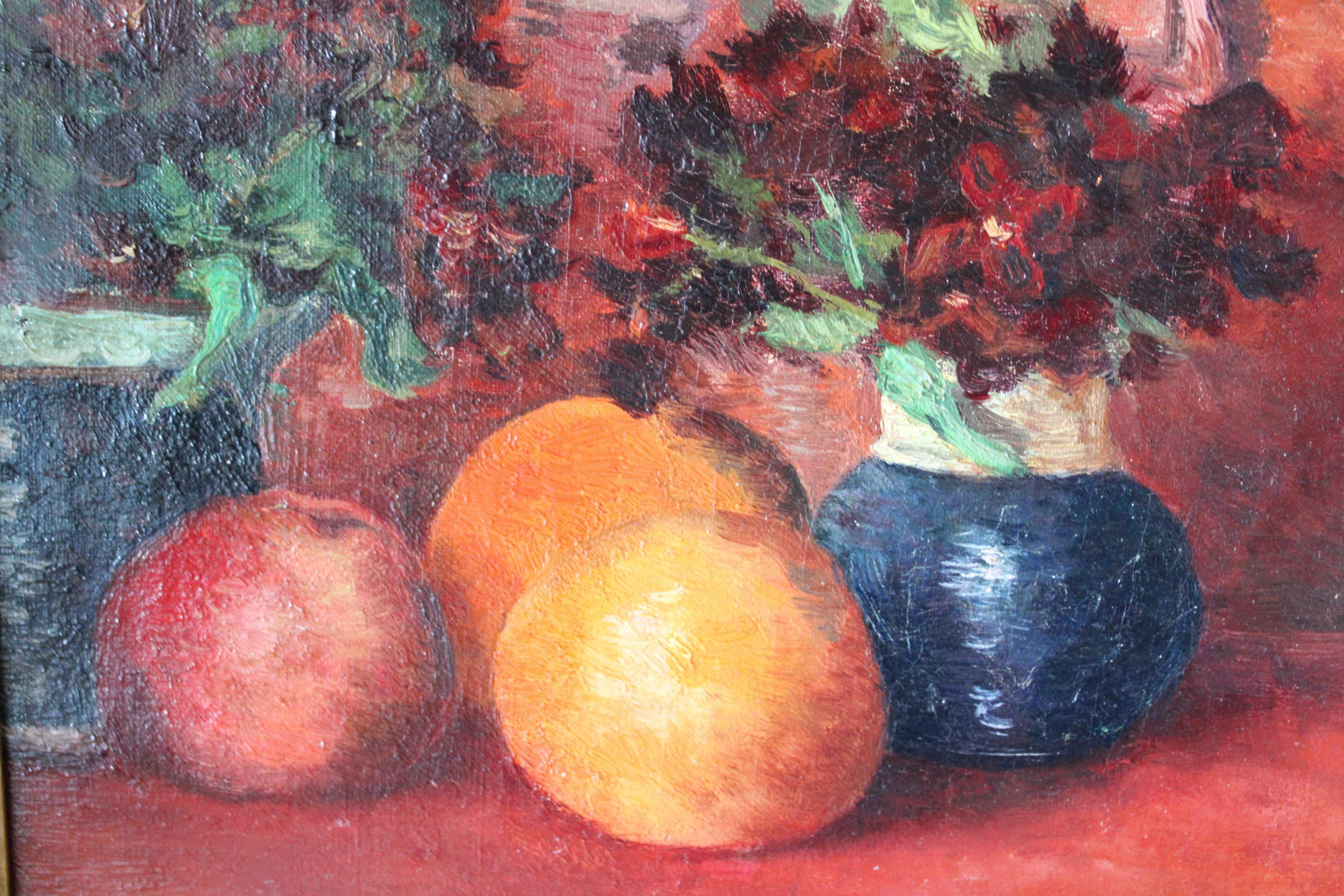 Antique Fruit still life original oil painting in gold frame 1800's kitchen deco 1