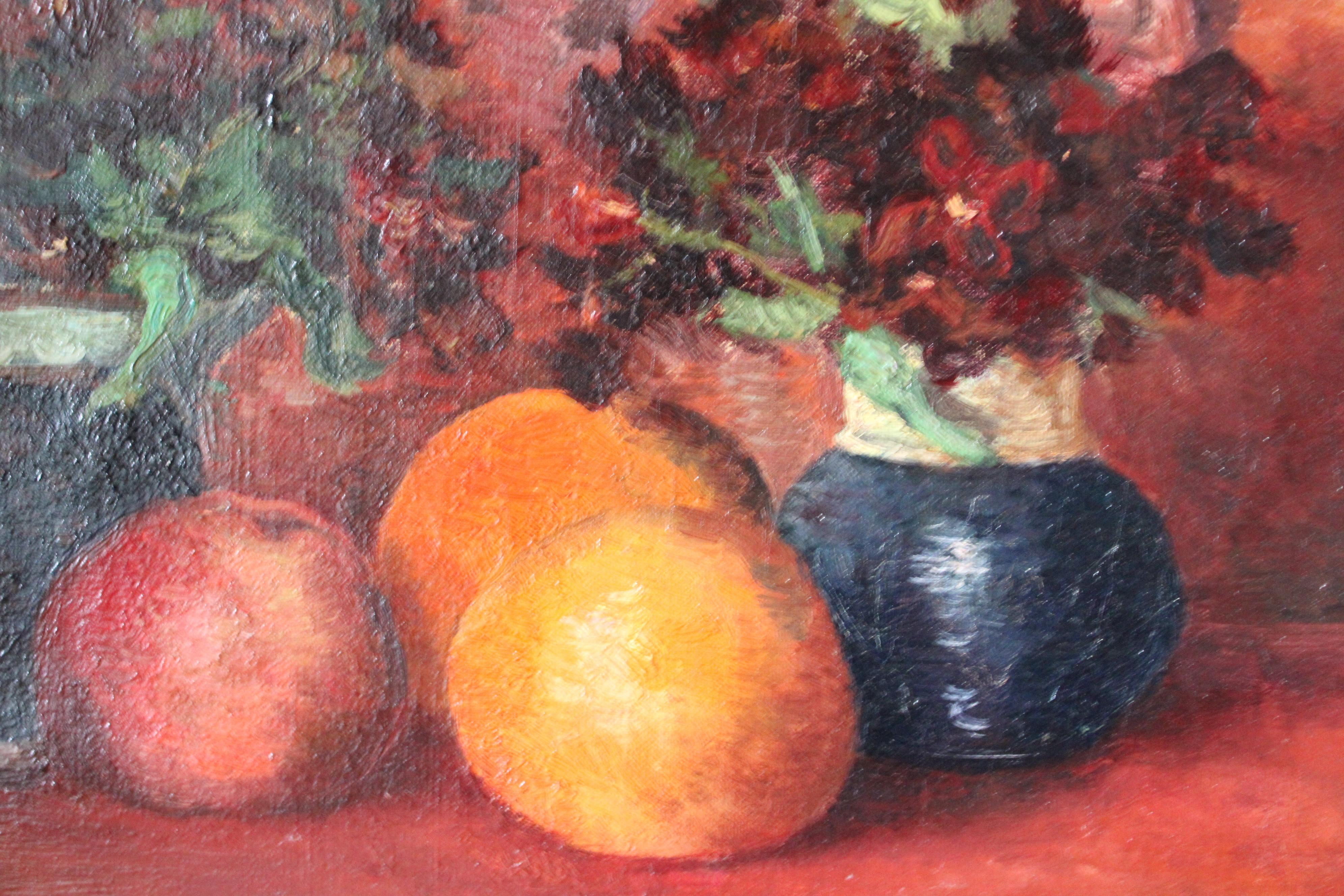 Antique Fruit still life original oil painting in gold frame 1800's kitchen deco 2