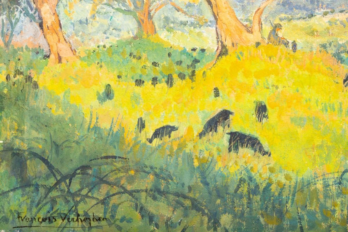 François Théodore Isidore Verheyden (1880-1950) - Mont Saint-Victoire - Beige Landscape Painting by François Verheyden 