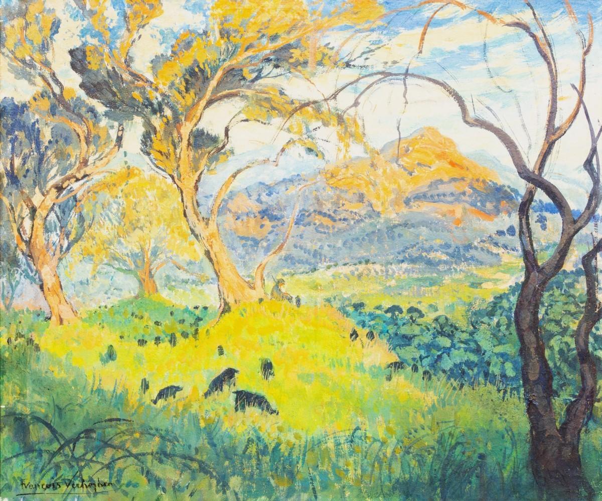 François Verheyden  Landscape Painting - François Théodore Isidore Verheyden (1880-1950) - Mont Saint-Victoire