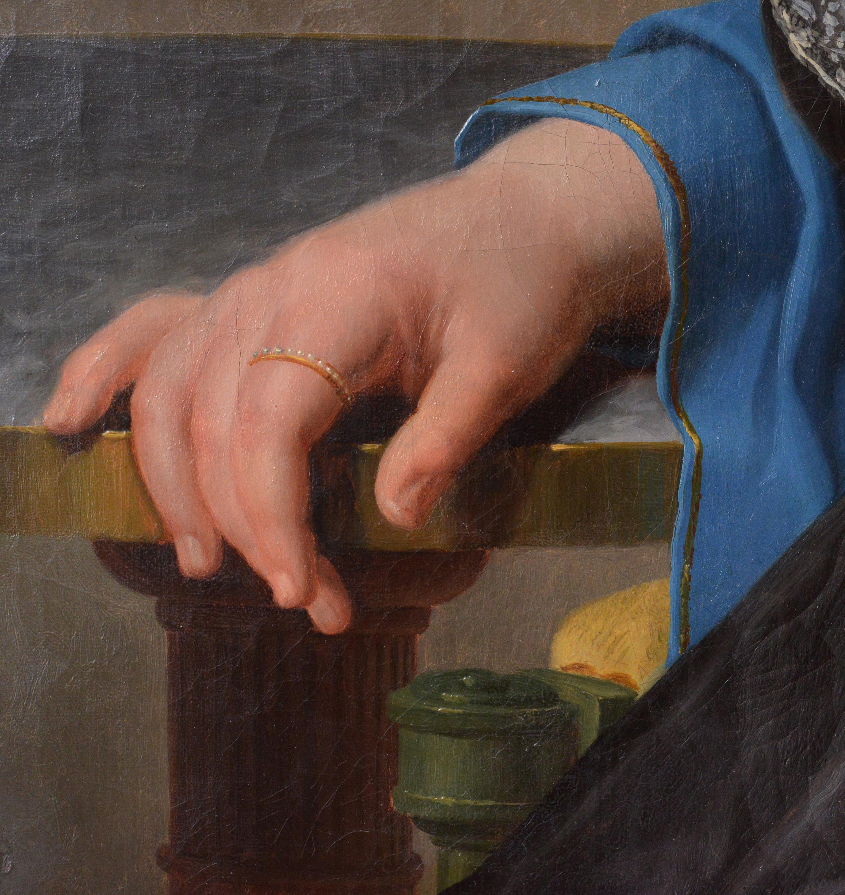 Ritratto francese Signora misteriosa XIX secolo Pittura ad olio Maestro riconosciuto - Portrait Painting Marrone di François-Xavier FABRE