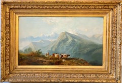Paesaggio romantico del XIX secolo - Una coppia di contadini sulle Alpi