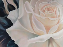 Rose en fleurs, peinture à l'huile originale, 100 x 81 cm, paysage, fleur, plante