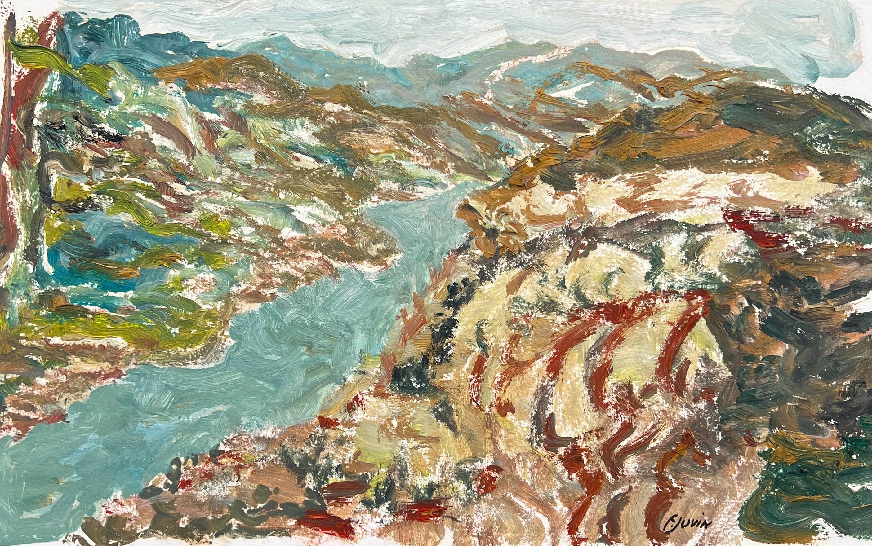 Hilly landscape in the South of France, oil painting by Françoise Juvin For Sale 1
