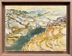 Paysage de collines dans le sud de la France, peinture à l'huile de Françoise Juvin