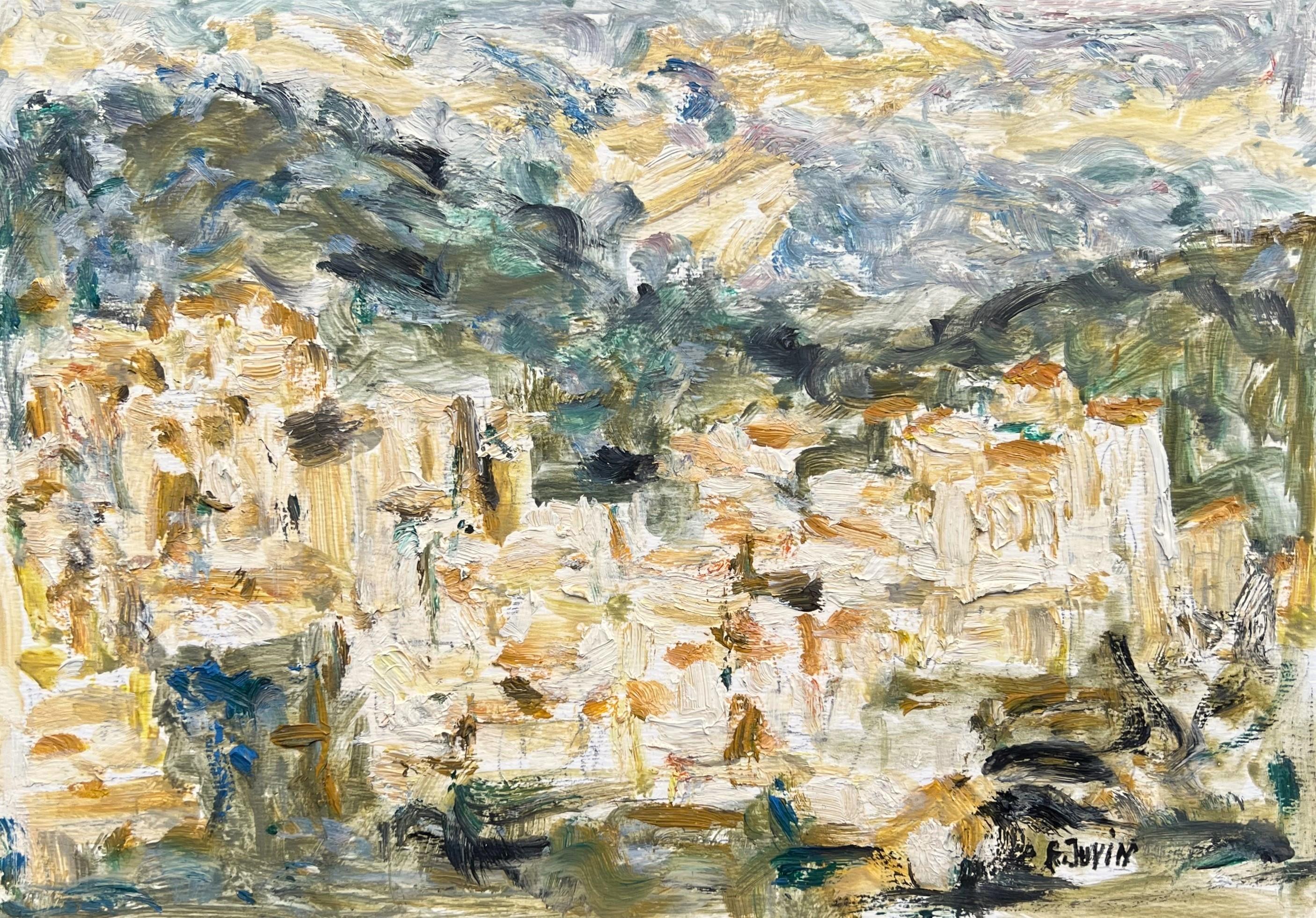 Landscape, Village in French Provence, oil painting by Françoise Juvin For Sale 1