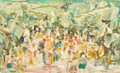 Landscape with characters, oil painting by Françoise Juvin