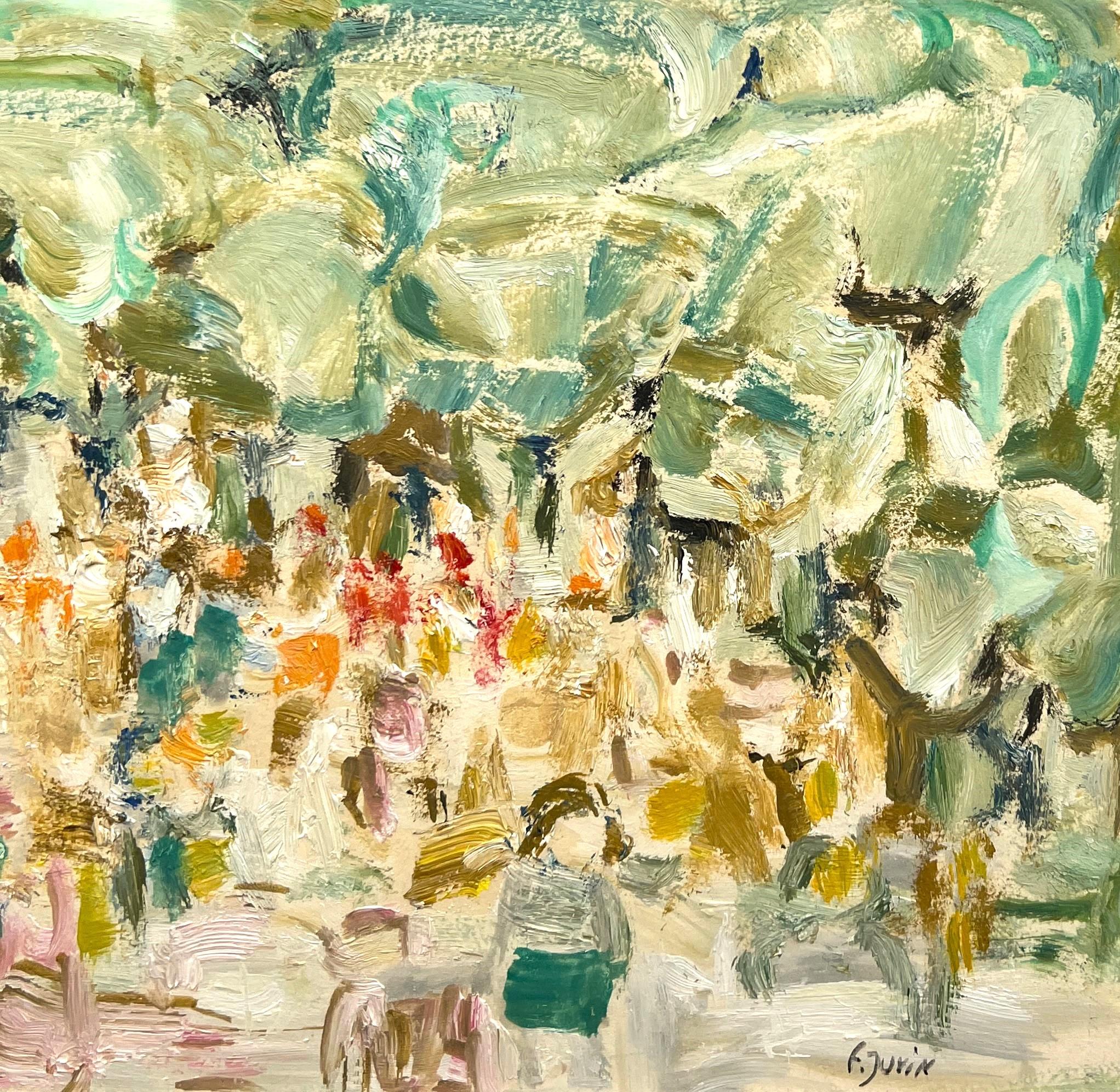Landschaft mit Figuren, Ölgemälde von Françoise Juvin im Angebot 2