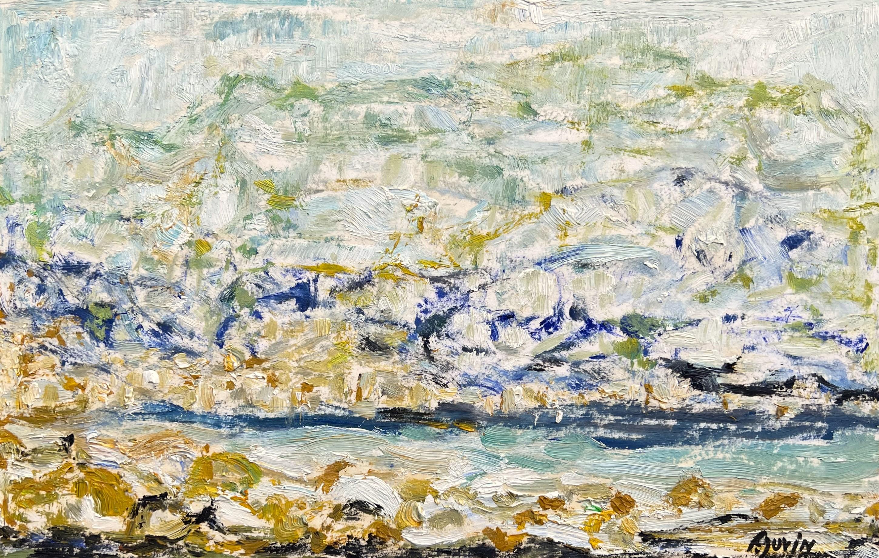 Paesaggio marino intorno a Cannes, dipinto a olio di Françoise Juvin in vendita 1