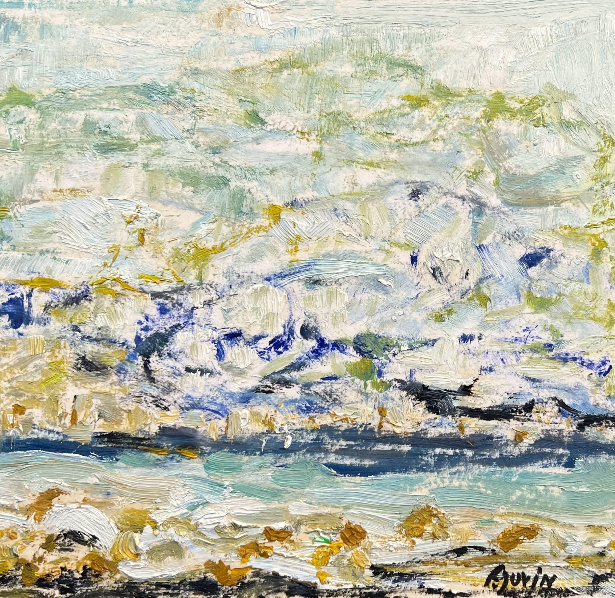 Sea landscape around Cannes, oil painting by Françoise Juvin For Sale 2