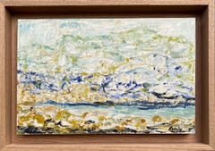 Vintage Sea landscape around Cannes, oil painting by Françoise Juvin