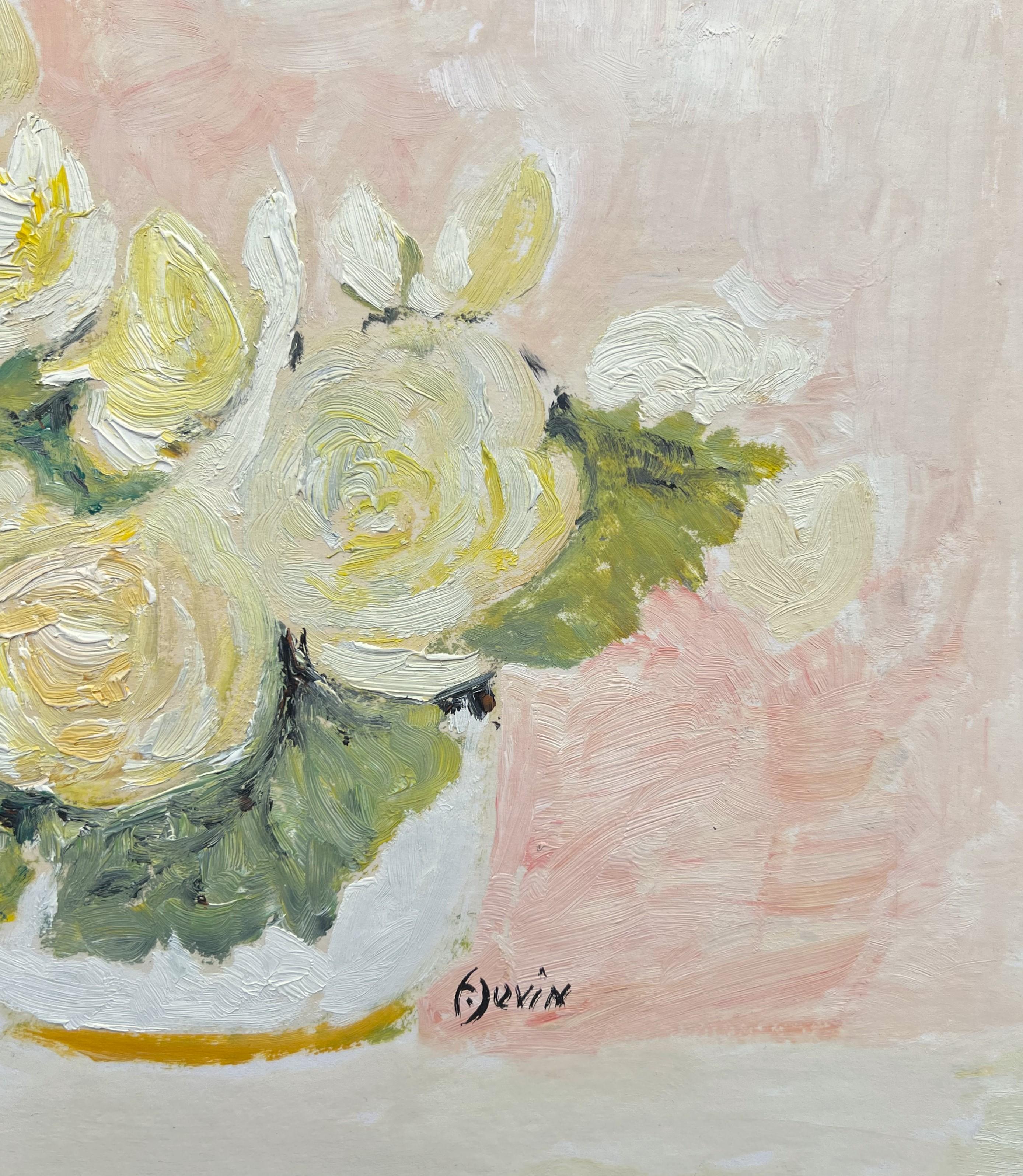 Small bouquet of buttercups, oil painting by Françoise Juvin For Sale 6