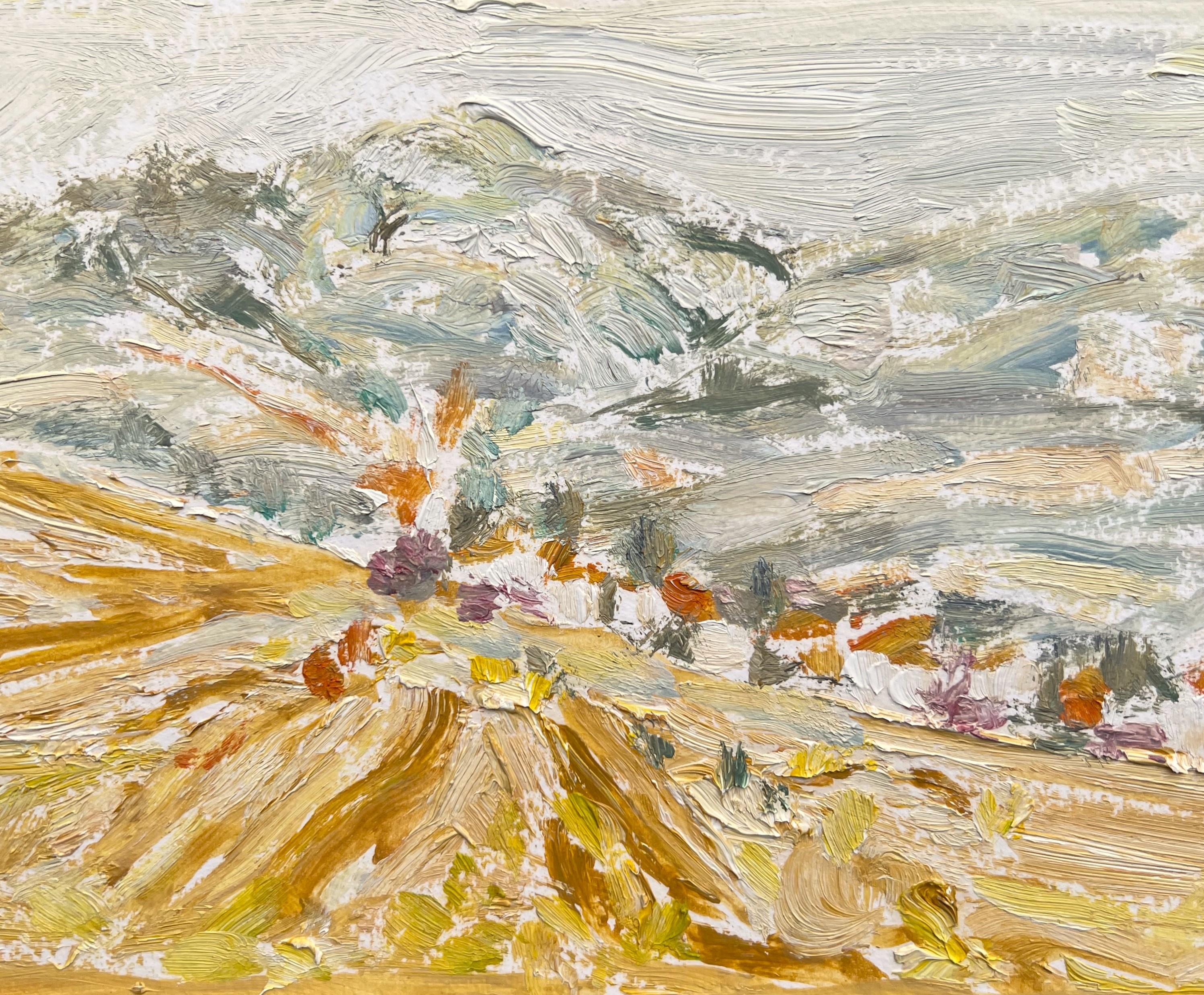 Small Provencal landscape, oil painting by Françoise Juvin For Sale 3