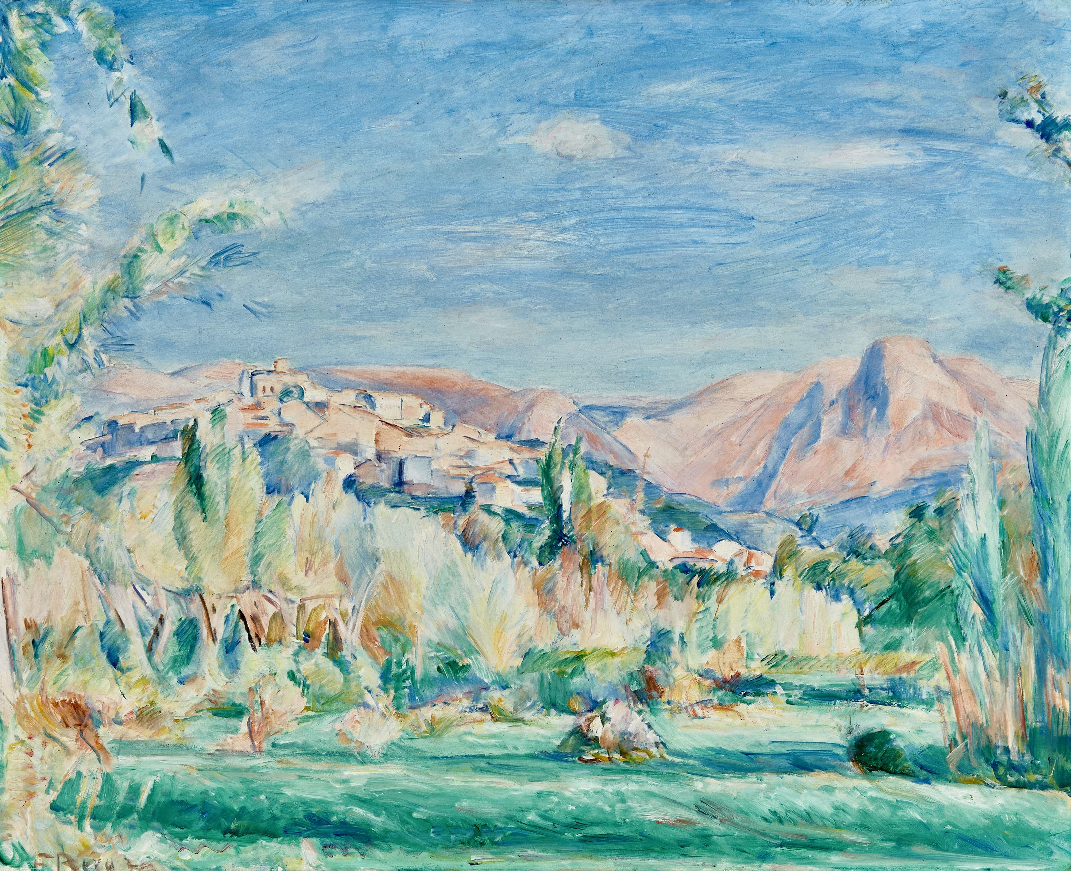 French Riviera Landscape, Cagnes, Haut-de-Cagnes. - Painting by Frans Berg