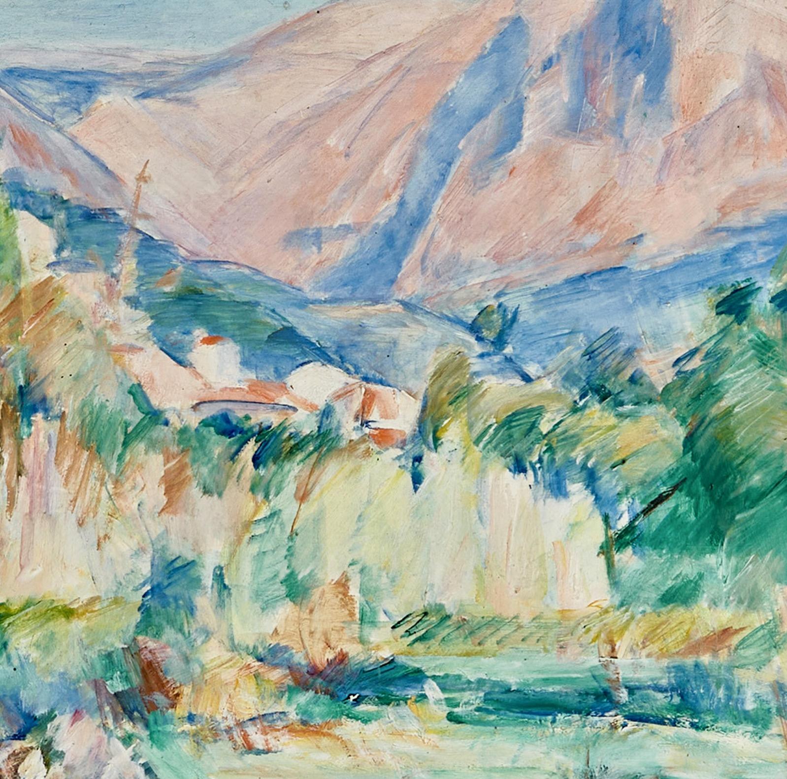 French Riviera Landscape, Cagnes, Haut-de-Cagnes. - Gray Landscape Painting by Frans Berg