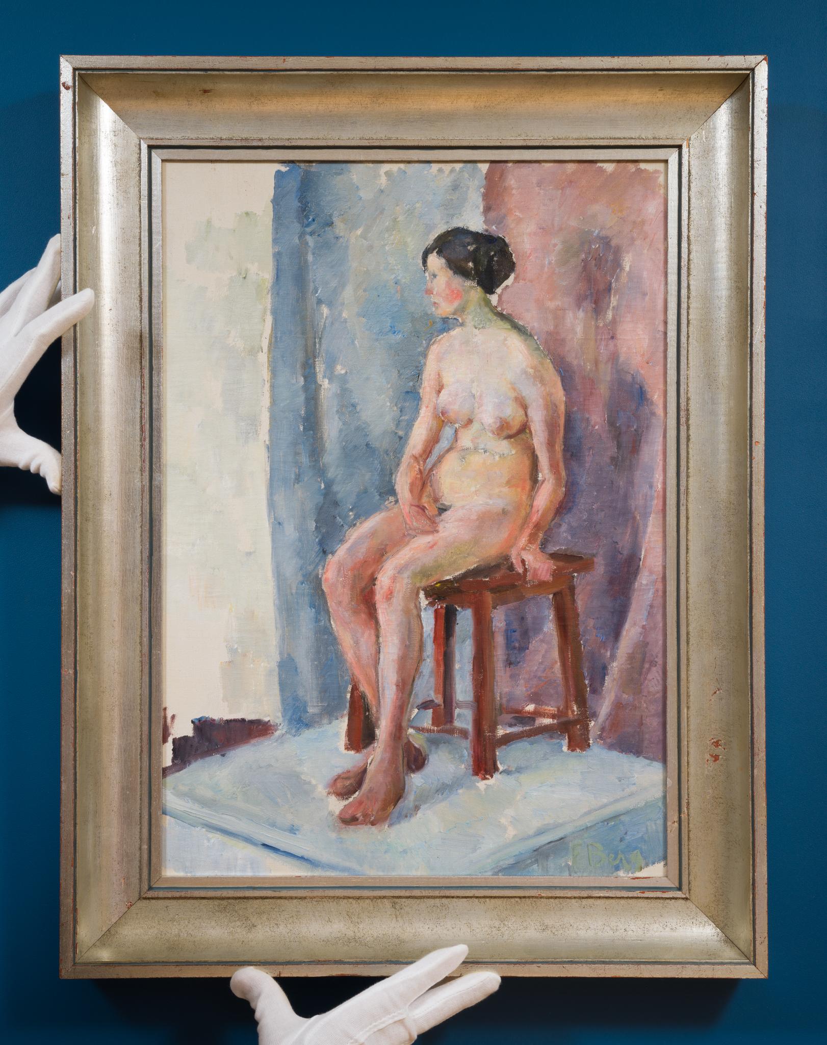 Nudo seduto in studio - Studio modernista degli anni '20 - Painting di Frans Berg