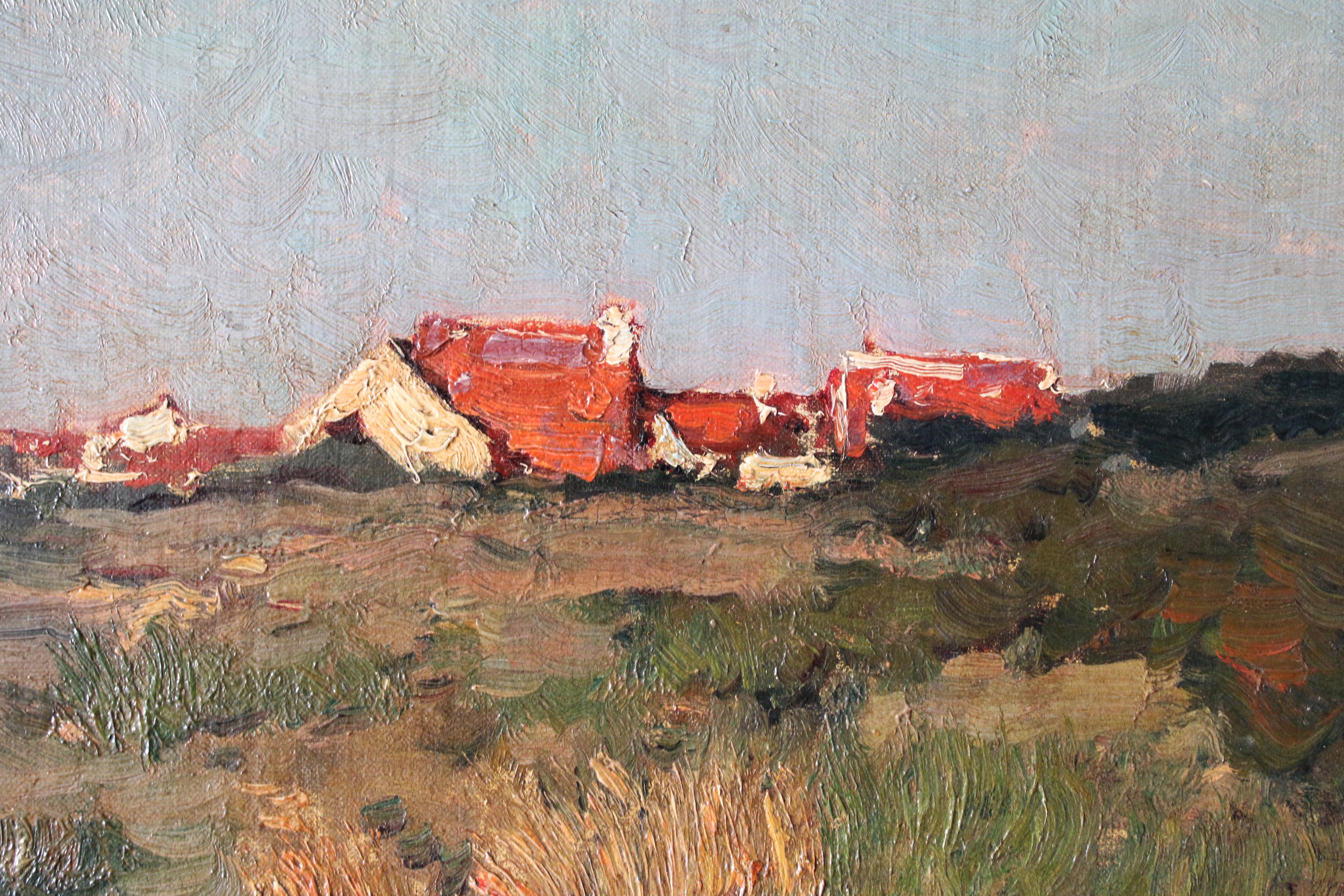 Antique Impressionist Landscape oil painting by Belgium artist, Frans Binje For Sale 6