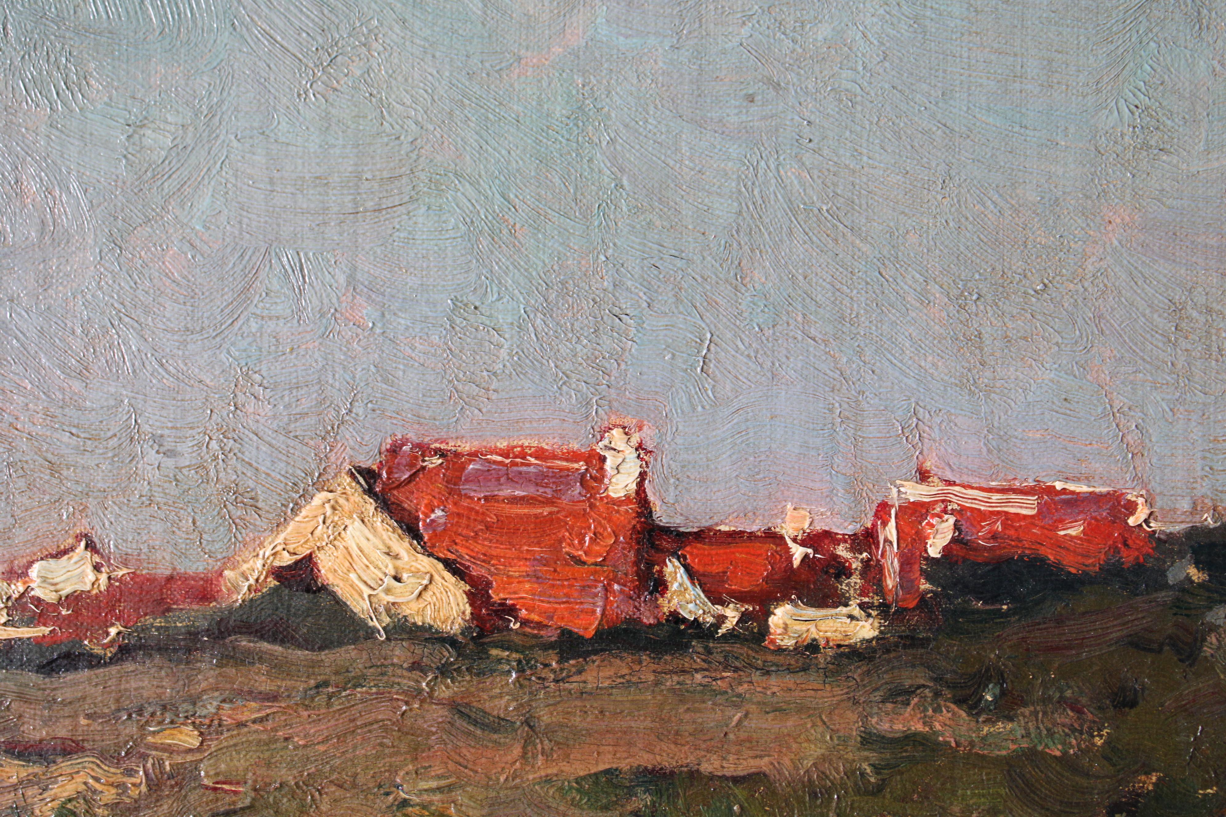 Antique Impressionist Landscape oil painting by Belgium artist, Frans Binje For Sale 7