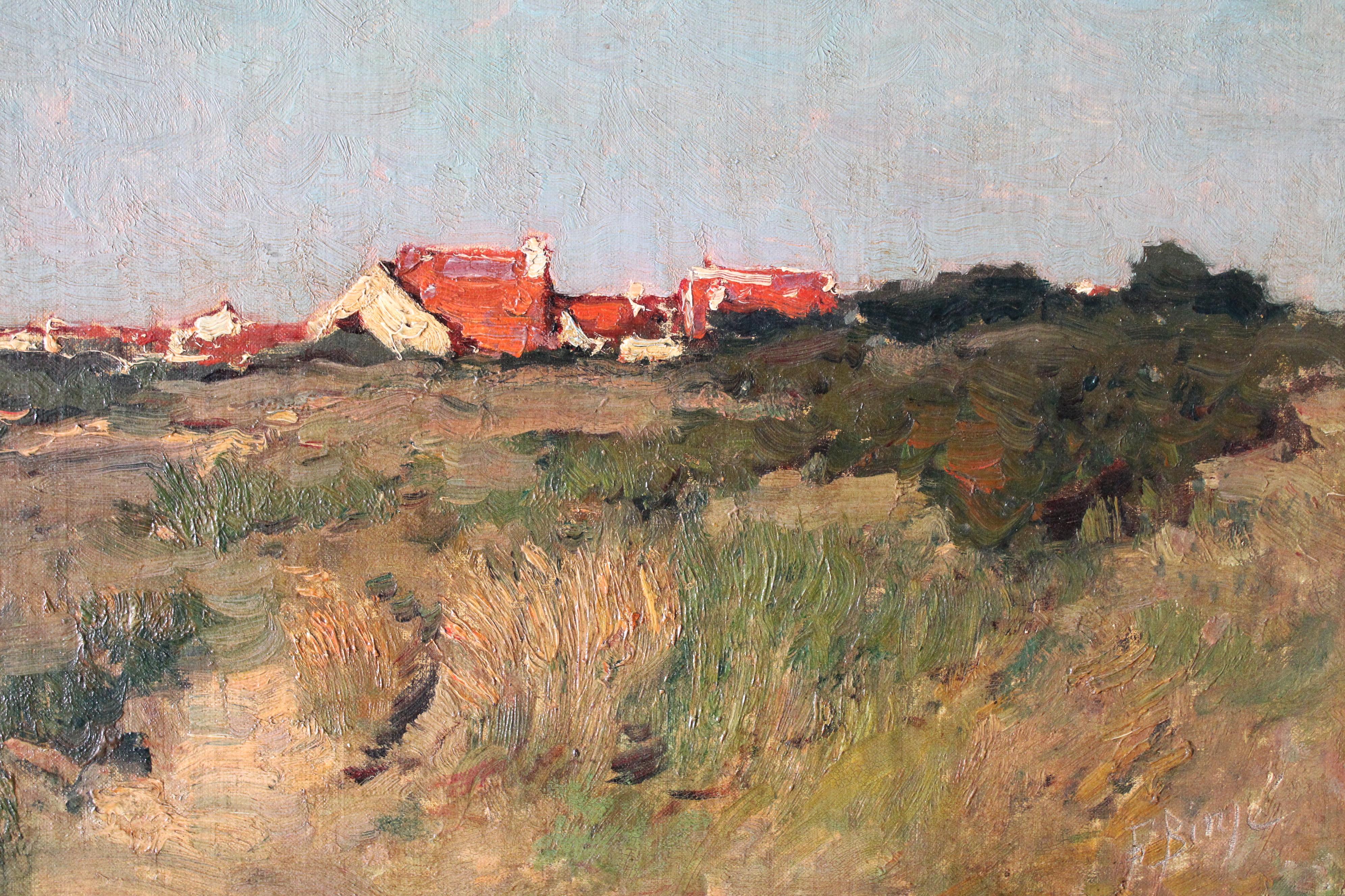 Antique Impressionist Landscape oil painting by Belgium artist, Frans Binje For Sale 8
