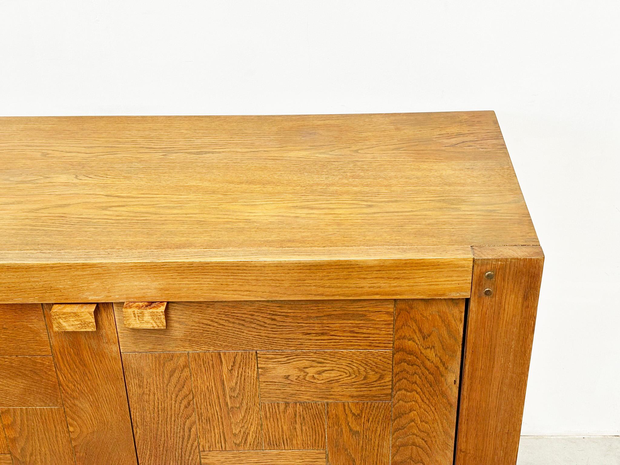 Oak Frans Defour graphical oak sideboard