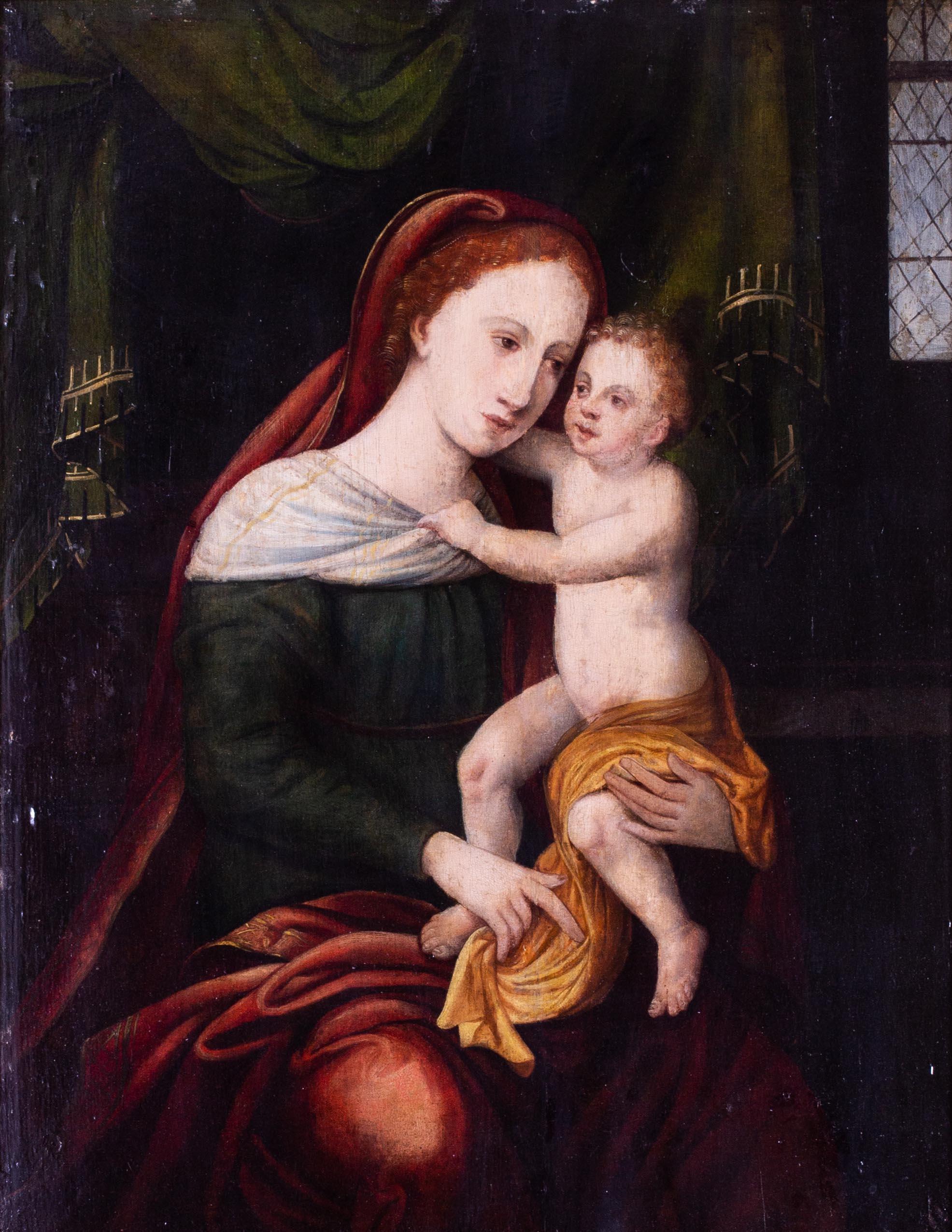 16th Century Flemish painting of a Virgin and child - Painting by Frans Floris de Vriendt 