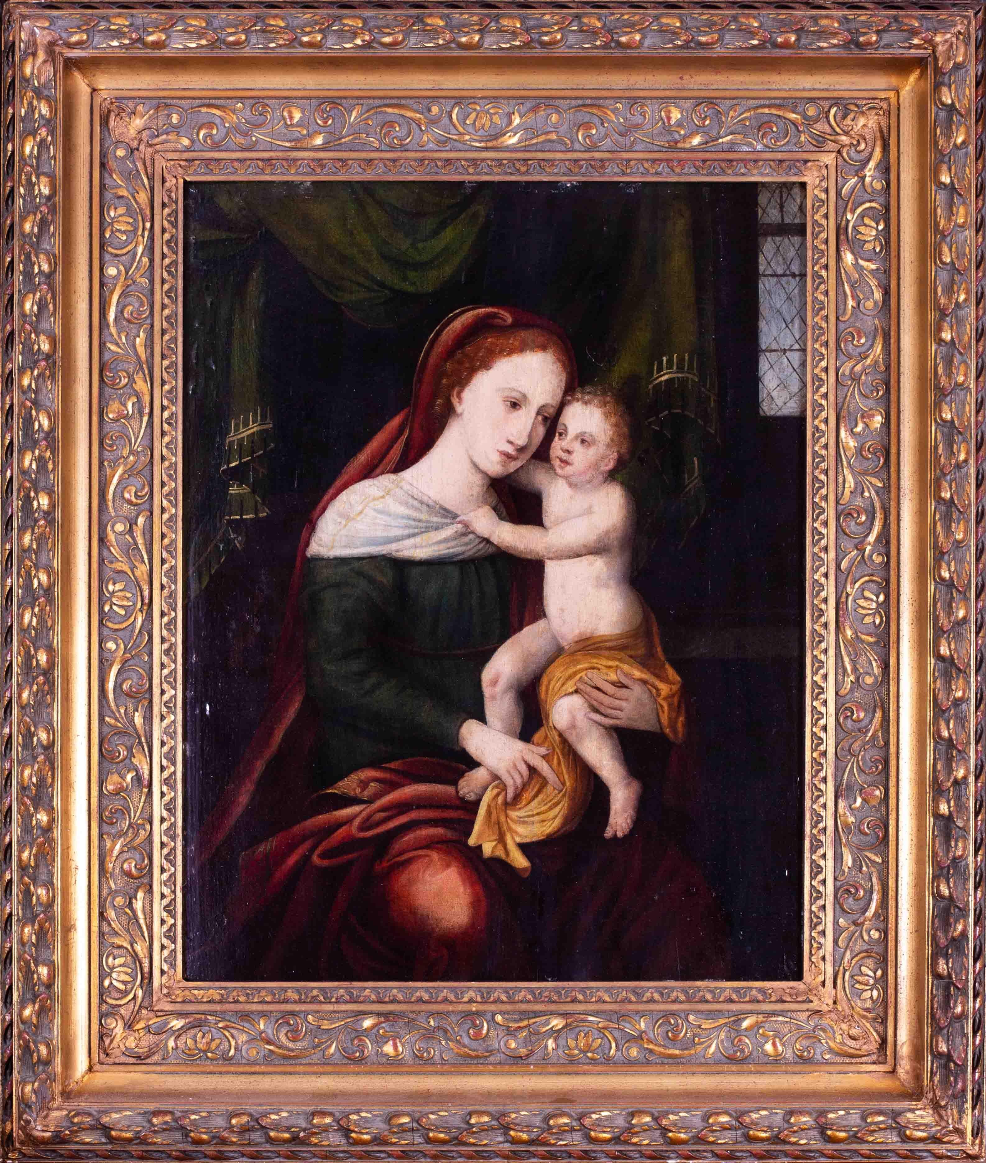 Frans Floris de Vriendt  Figurative Painting - 16th Century Flemish painting of a Virgin and child