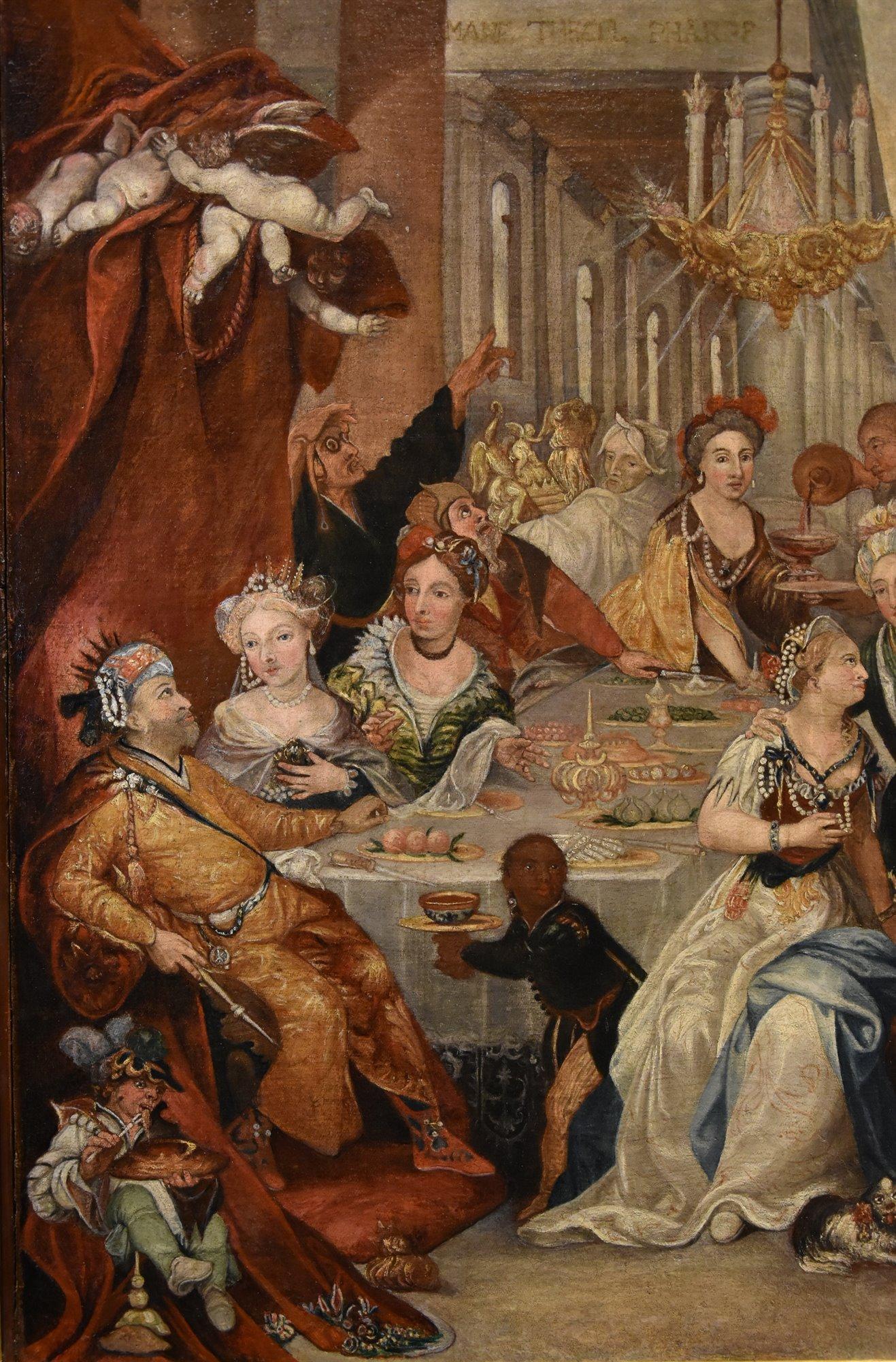 Banquet Belshazzar Francken II Paint 17th Century Oil on canvas Old master im Angebot 6