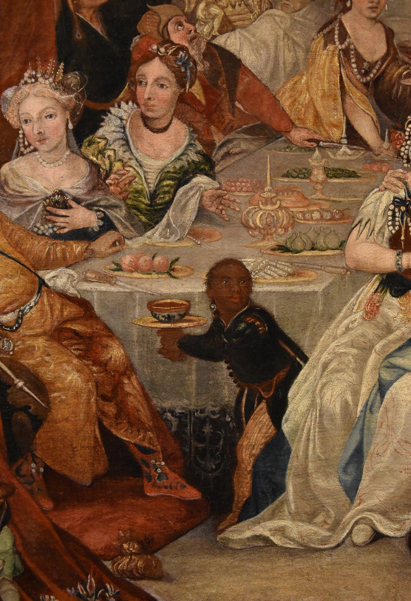 Banquet Belshazzar Francken II Paint 17th Century Oil on canvas Old master im Angebot 8