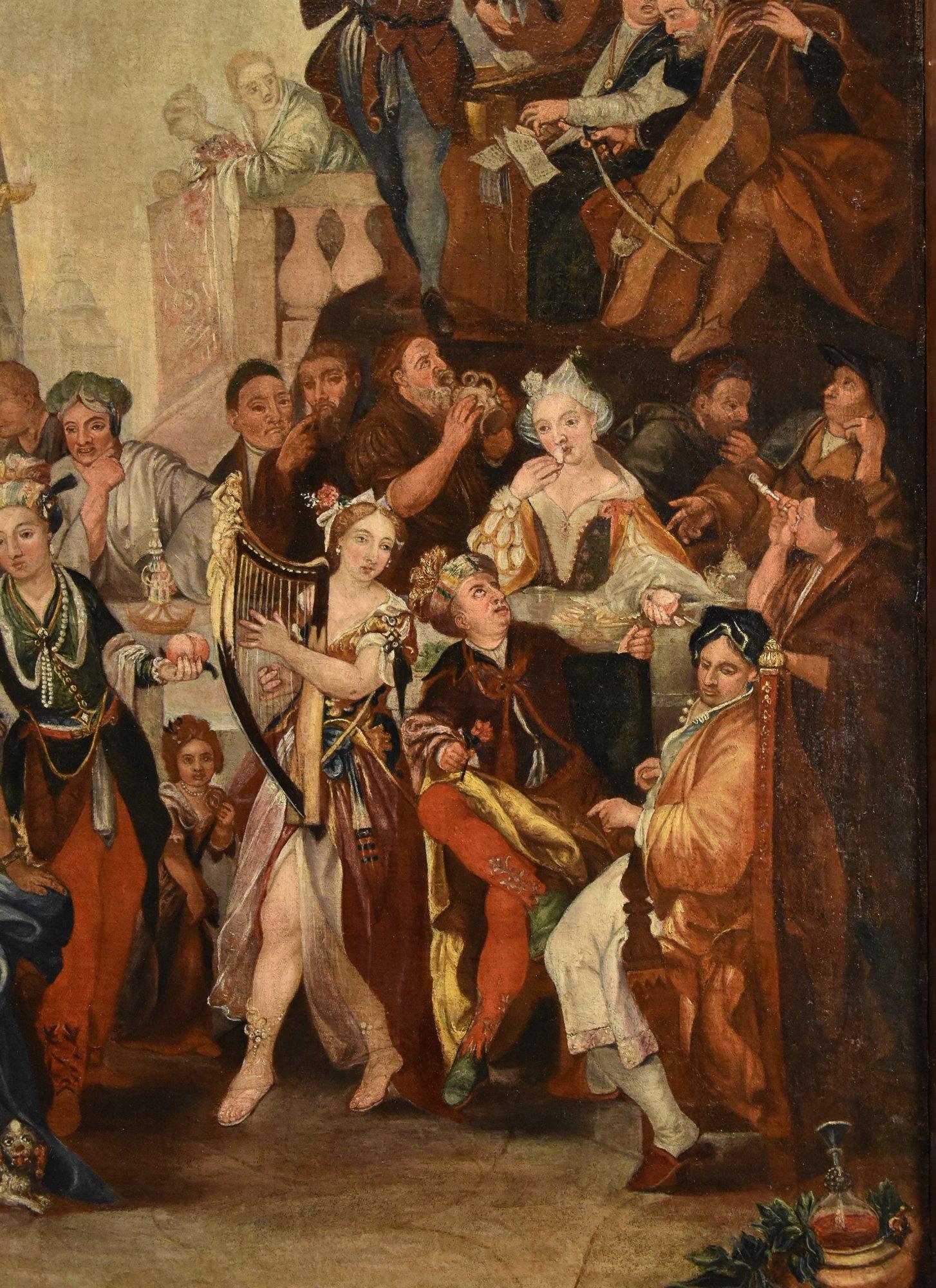 Banquet Belshazzar Francken II Paint 17th Century Oil on canvas Old master im Angebot 1