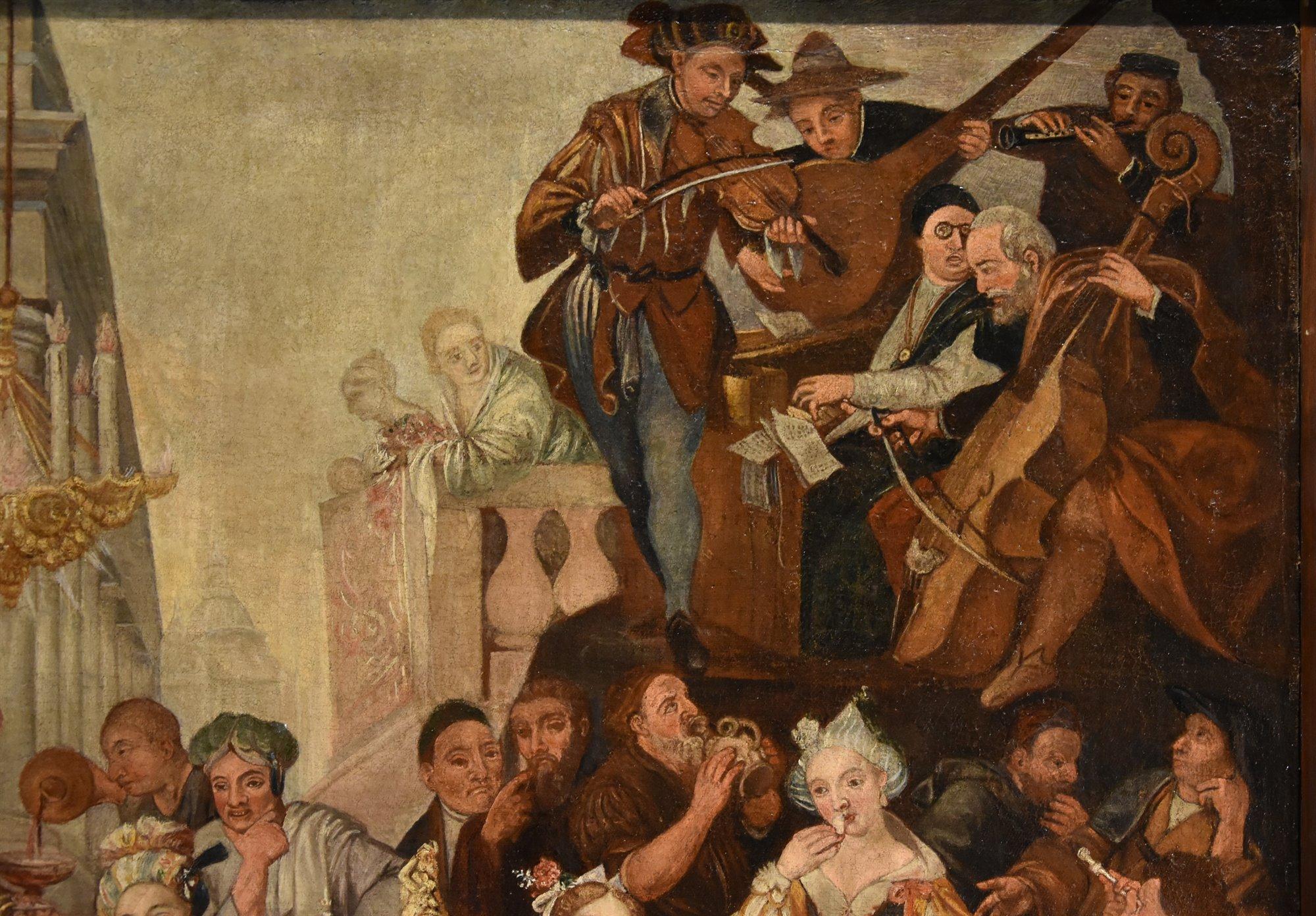 Banquet Belshazzar Francken II Paint 17th Century Oil on canvas Old master im Angebot 2