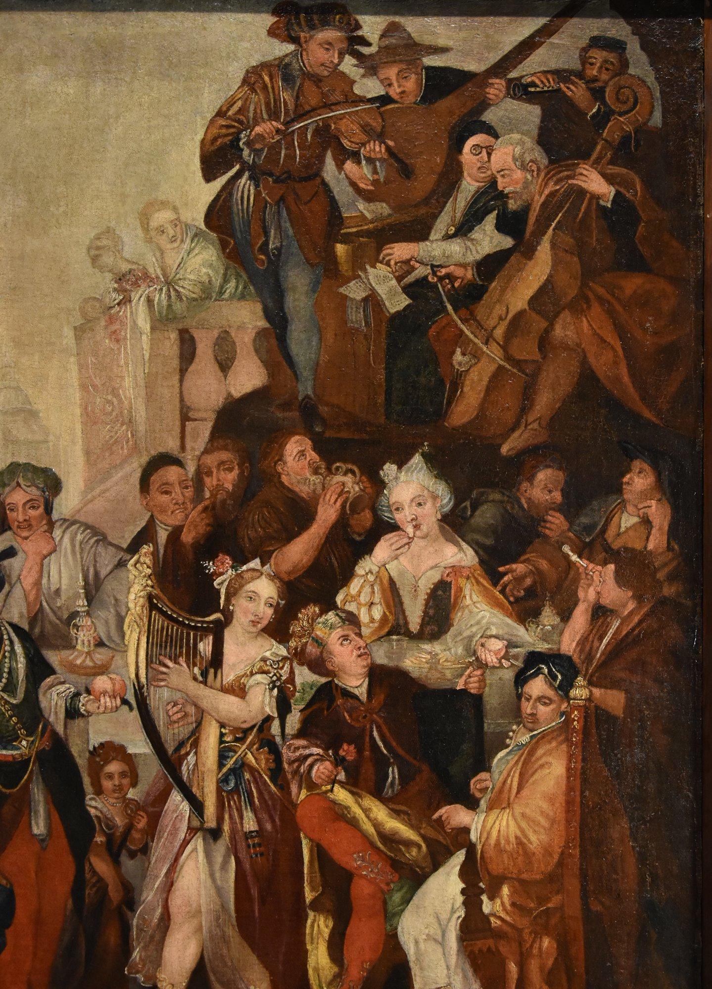 Banquet Belshazzar Francken II Paint 17th Century Oil on canvas Old master im Angebot 3