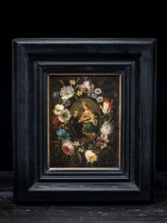 Flower Garland Surrounding the Virgin and Child with Saint Dominic, Unsigned