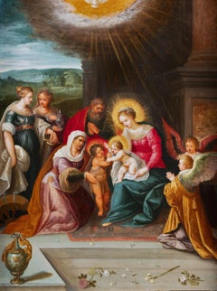 Holy Family with Saints - Flemish, Antwerp, 17th century