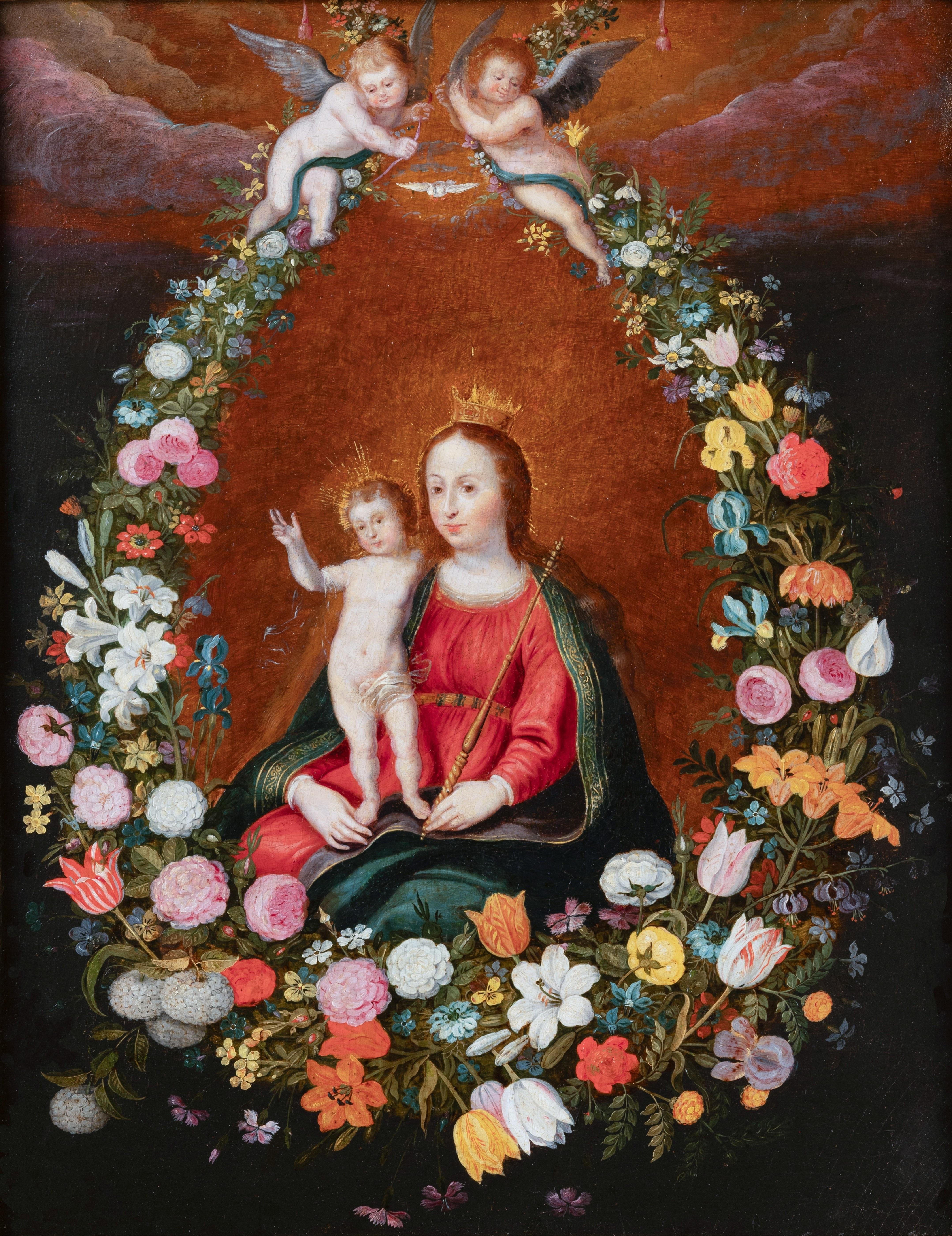 Madonna and Child in a garland of flowers - Studio of Frans Francken II, 17th c. 1