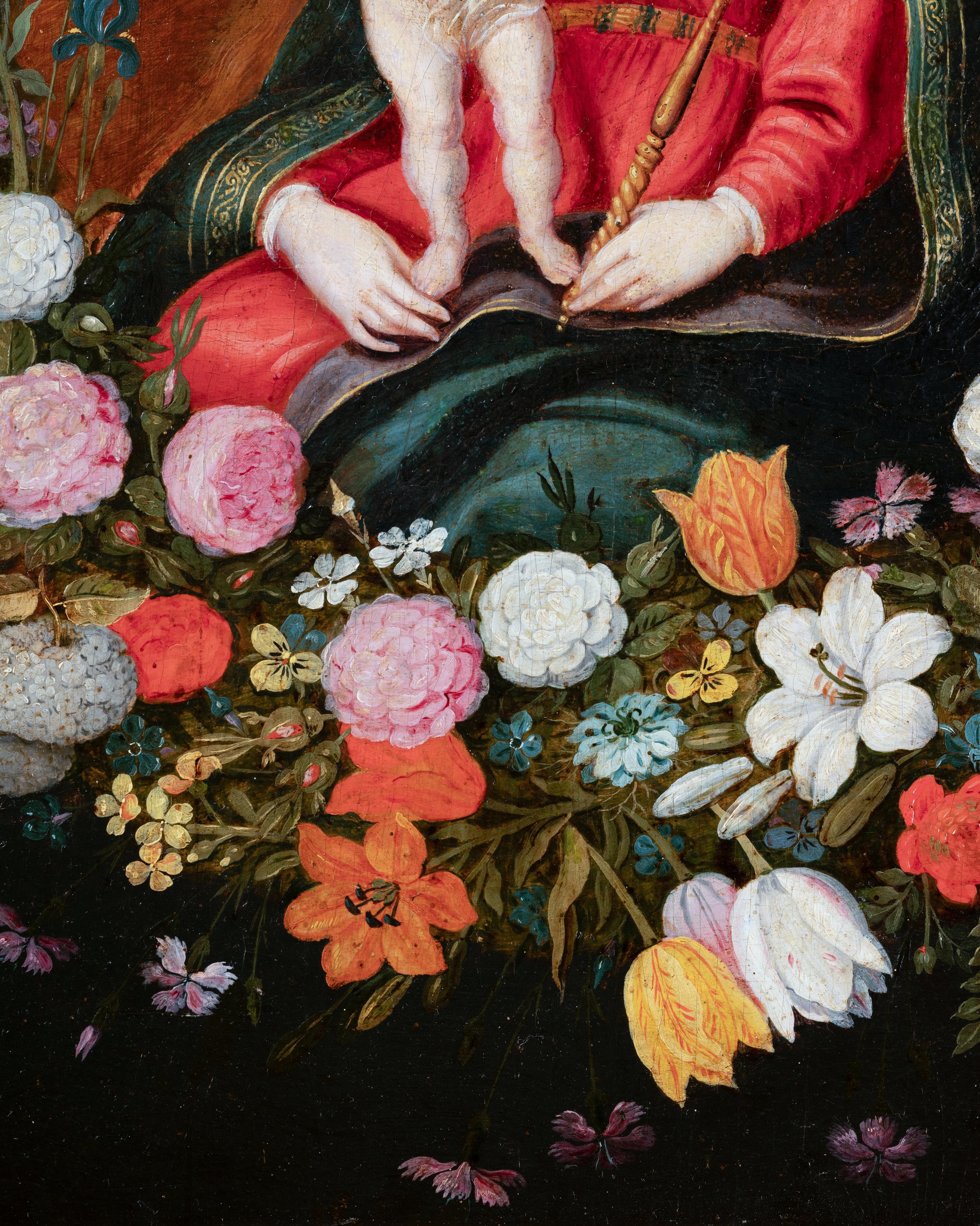 Madonna and Child in a garland of flowers - Studio of Frans Francken II, 17th c. 3