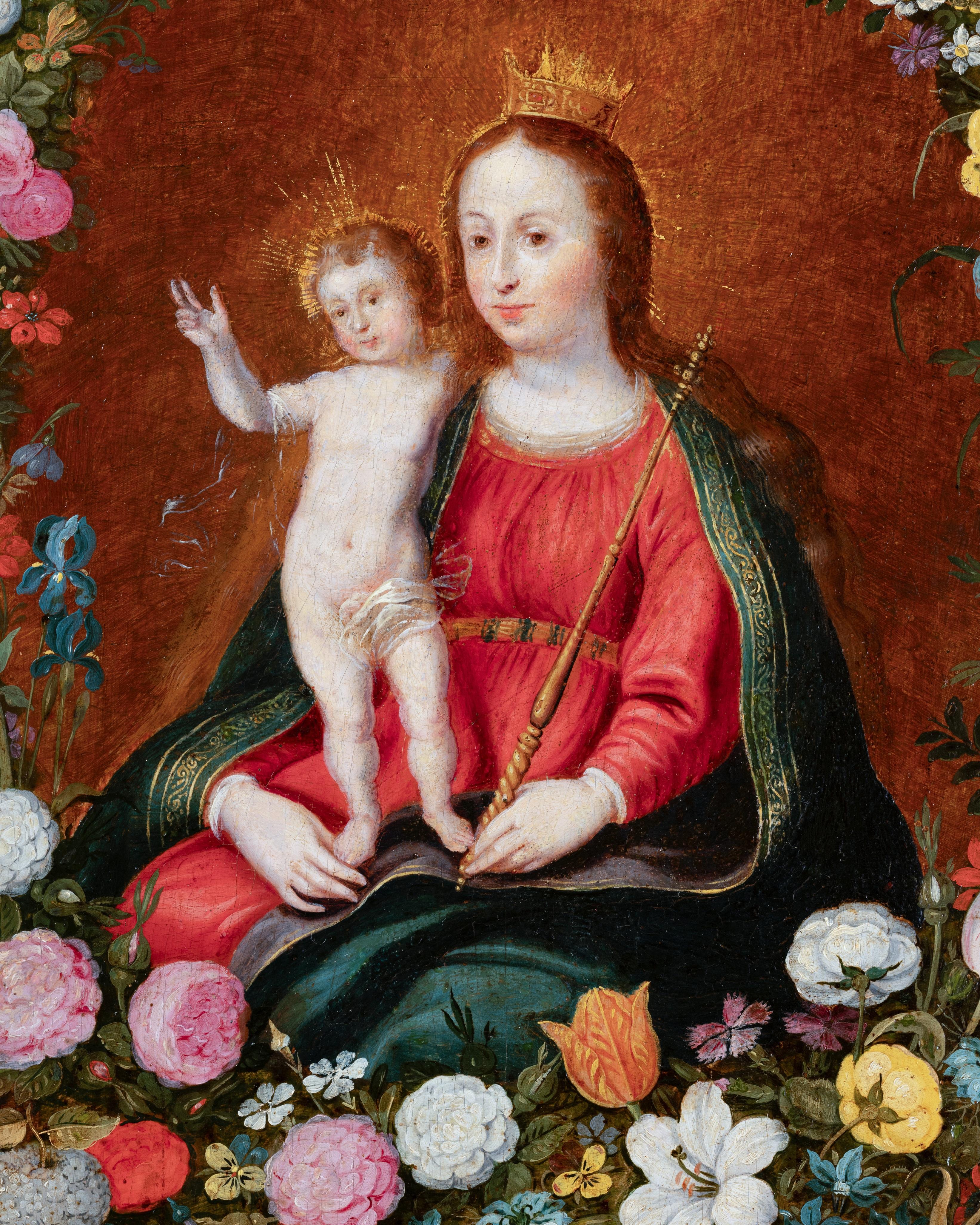 Madonna and Child in a garland of flowers - Studio of Frans Francken II, 17th c. 4